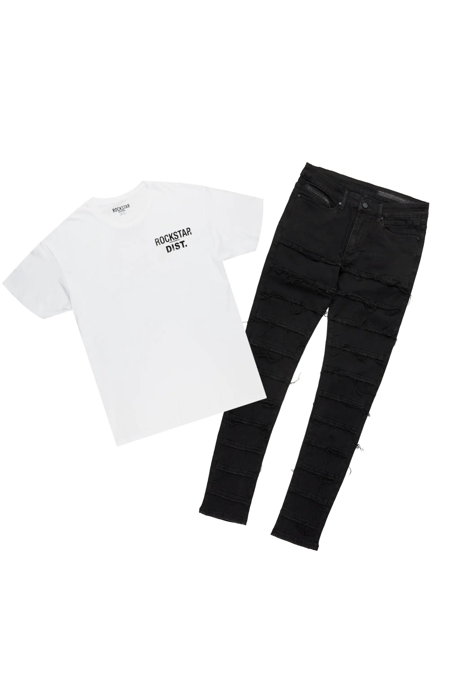 Lake White/Black T-Shirt & Waylon Frayed Slim Jean Bundle