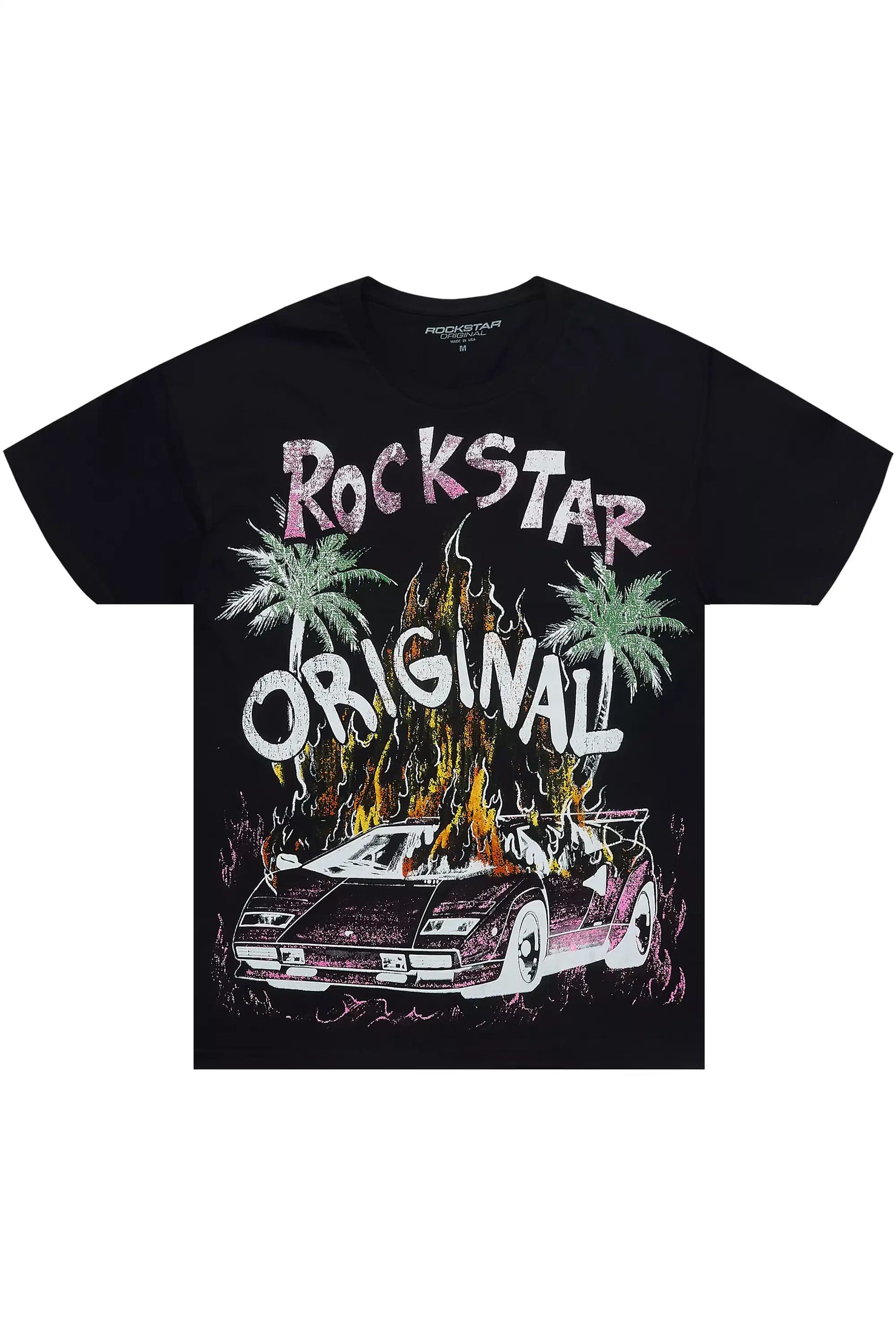 Axrian Black/Pink Oversized Graphic T-Shirt