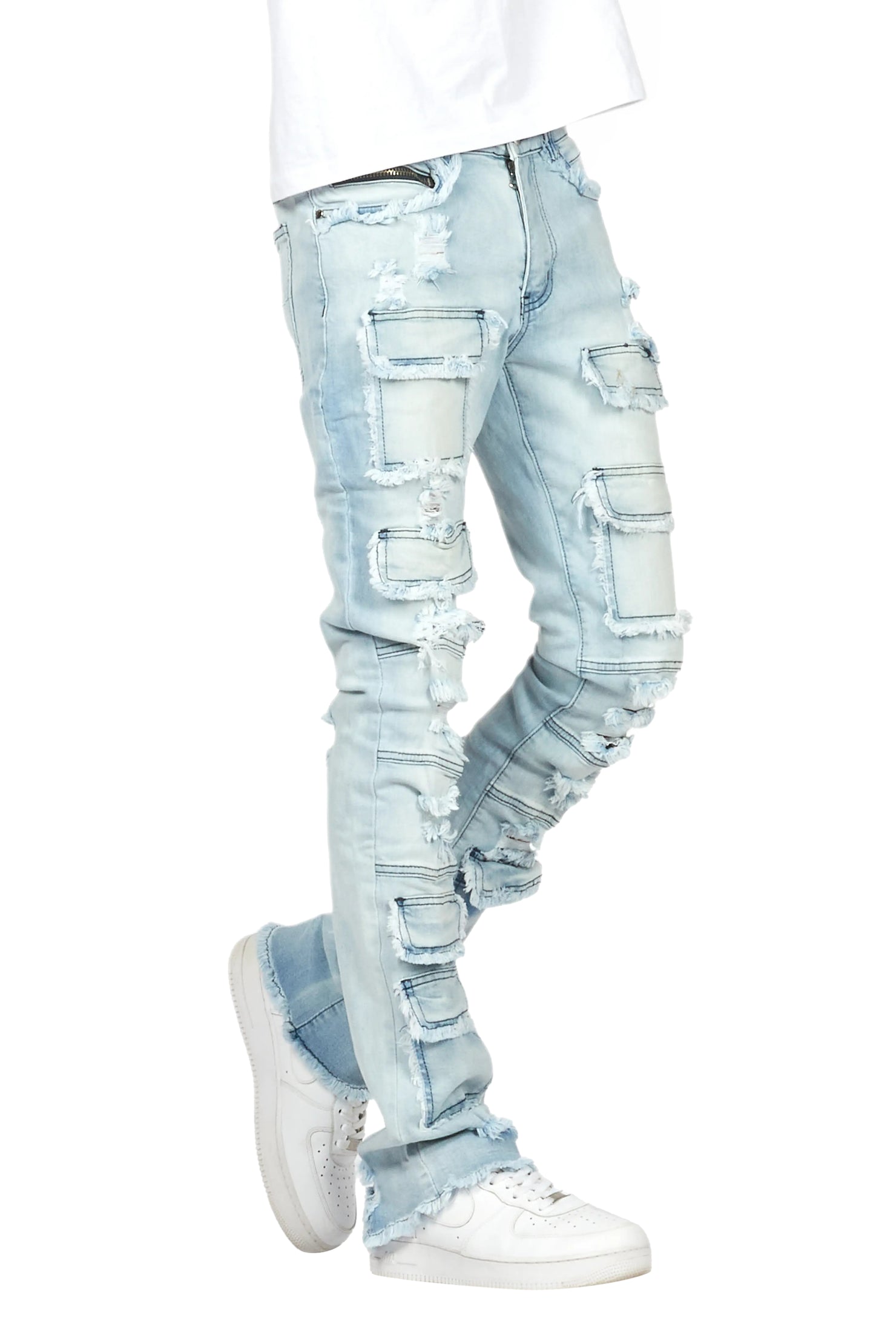Erico Blue Stacked Flare Cargo Jean
