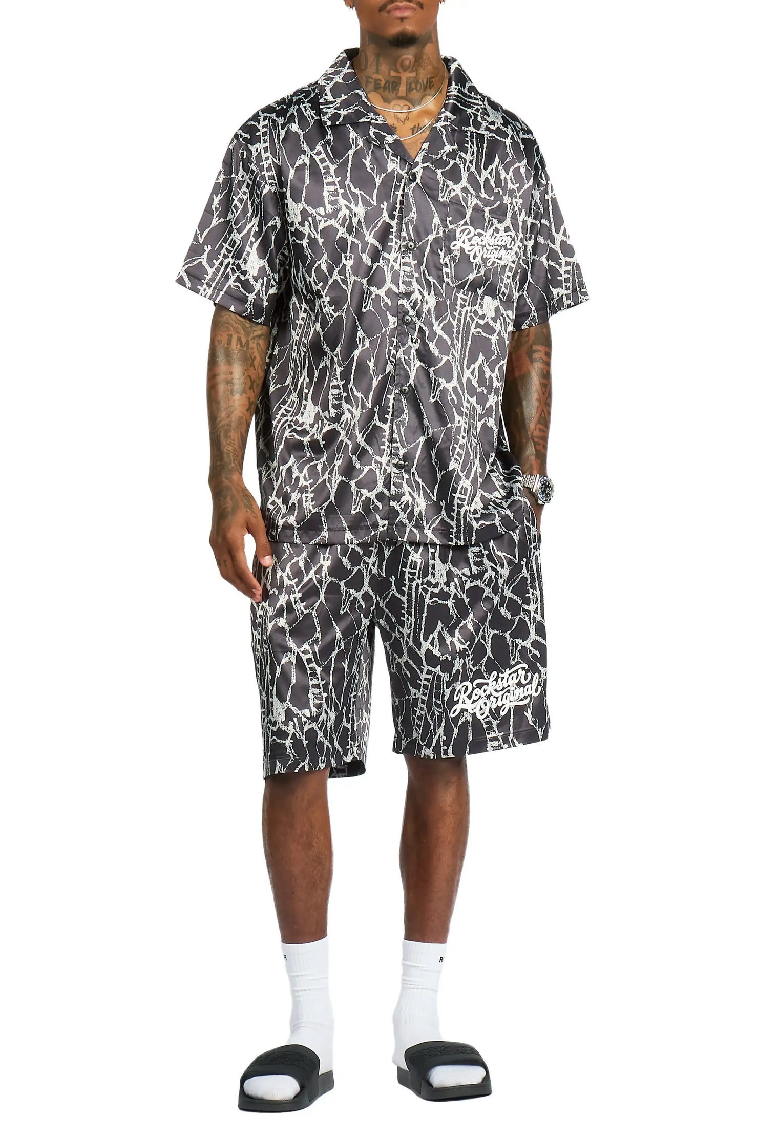 Princeton Black Button Down Shirt/Short Set