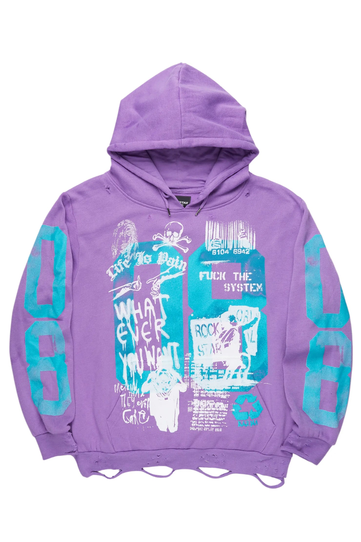 Grill Purple Distressed Graphic Hoodie