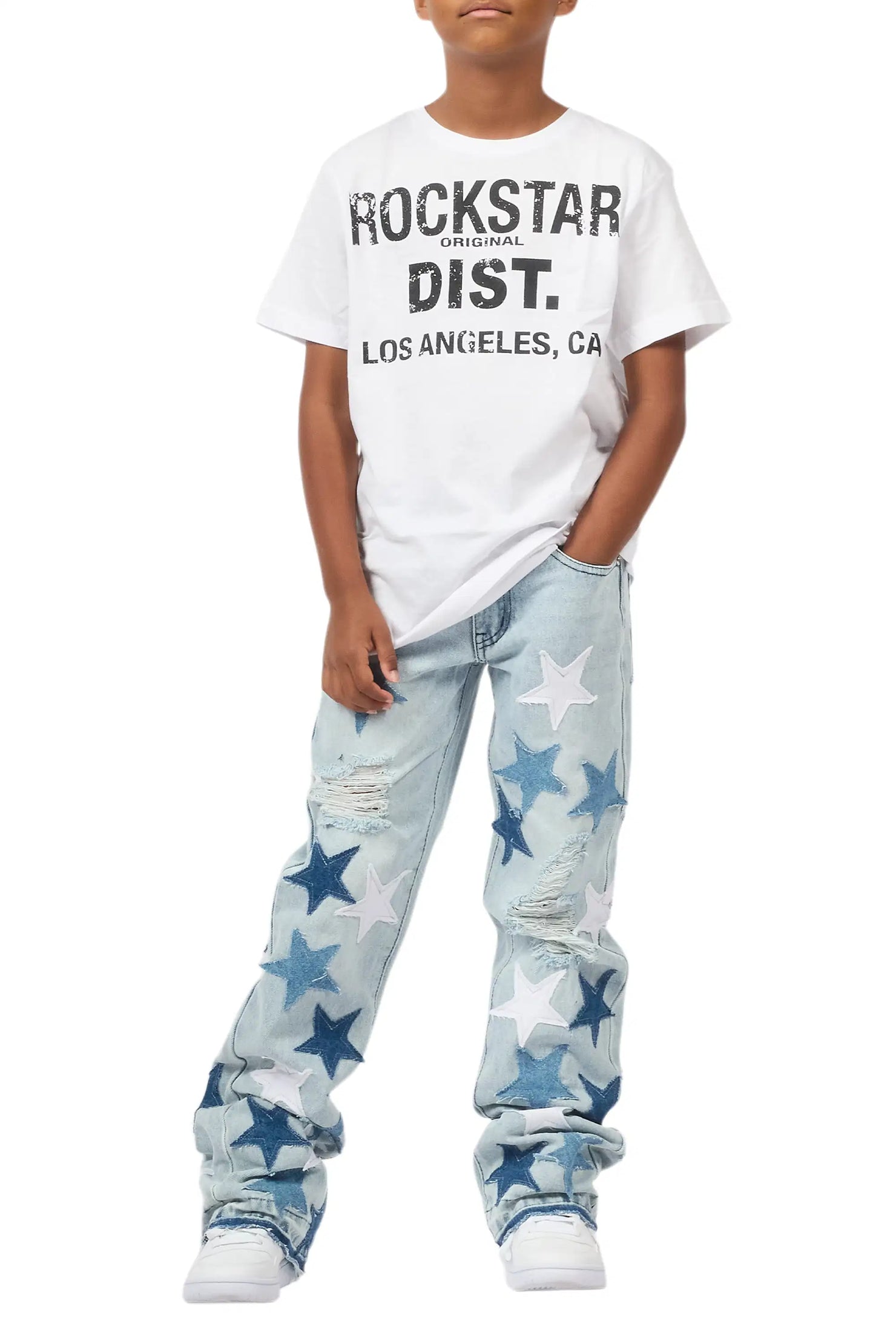 Boys StarLane Light Blue Stacked Flare Jean