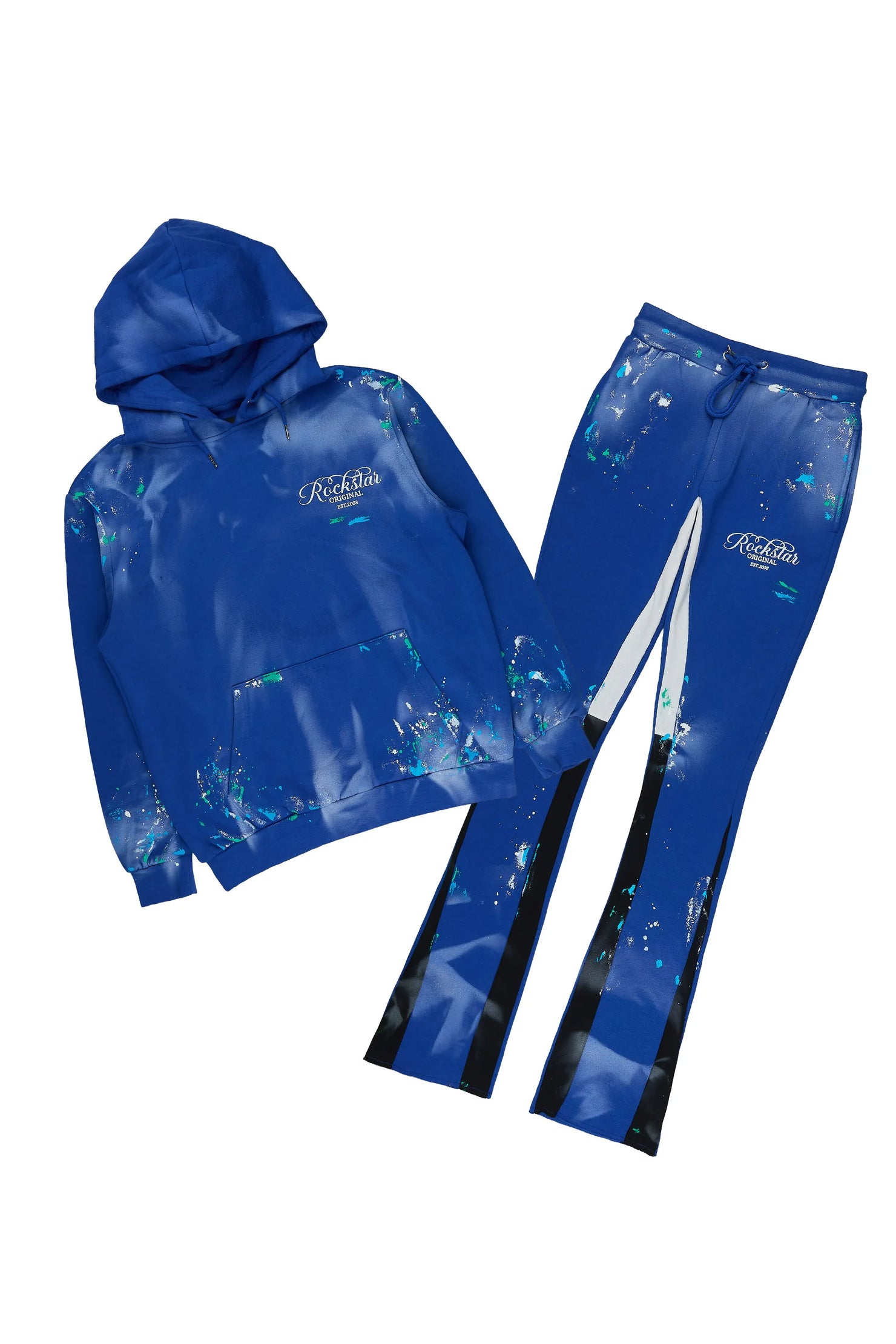 Kanne Royal Blue Hoodie/Stacked Flare Pant Track Set