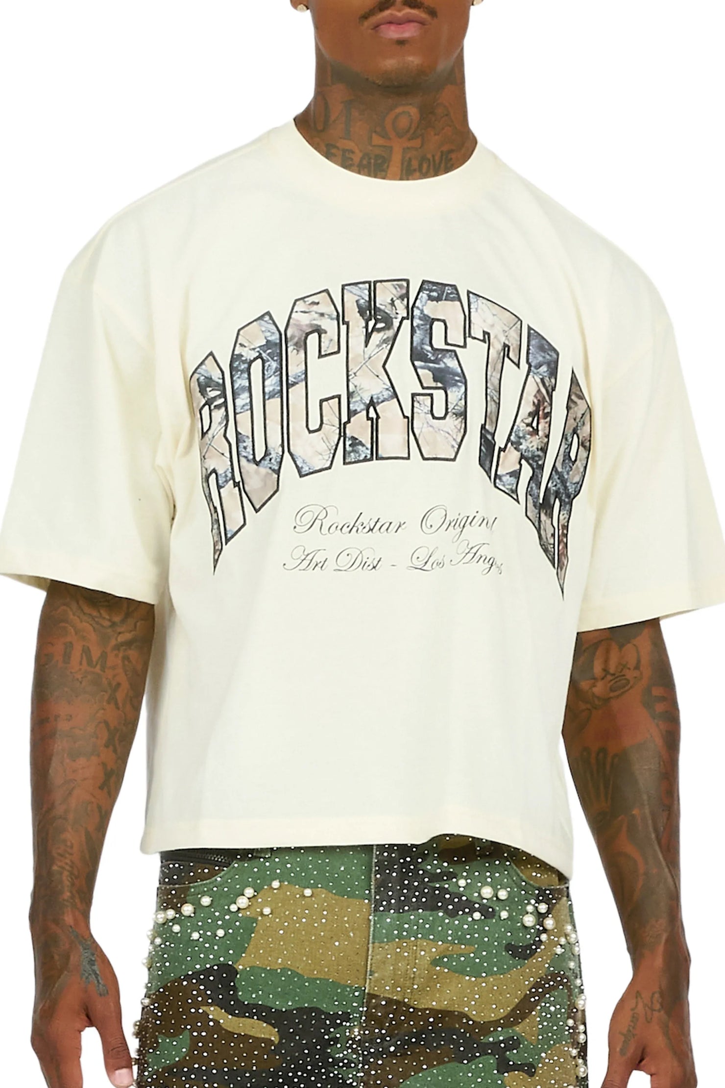 Alas Beige Boxy Crop Tee