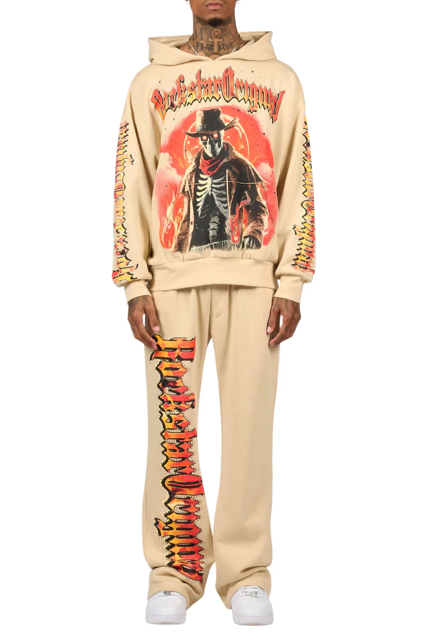 Lexx Beige Hoodie/Baggy Pant Track Set