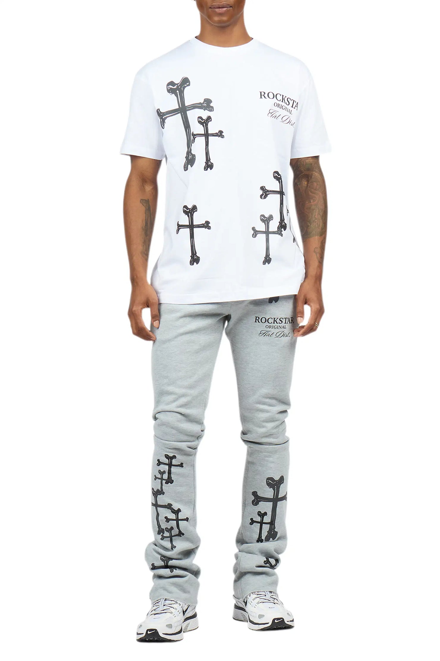 Olivier 2.0 Heather Grey T-Shirt/Stacked Flare Track Set