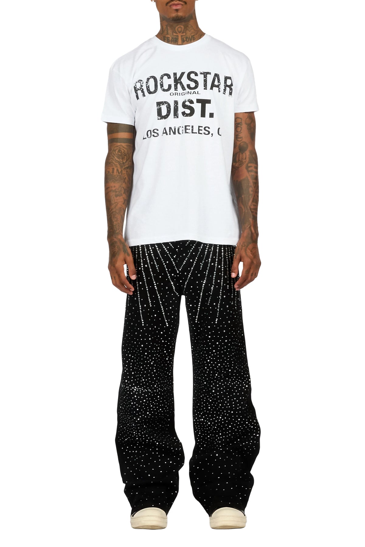 Keki Black Rhinestones Baggy Fit Jeans