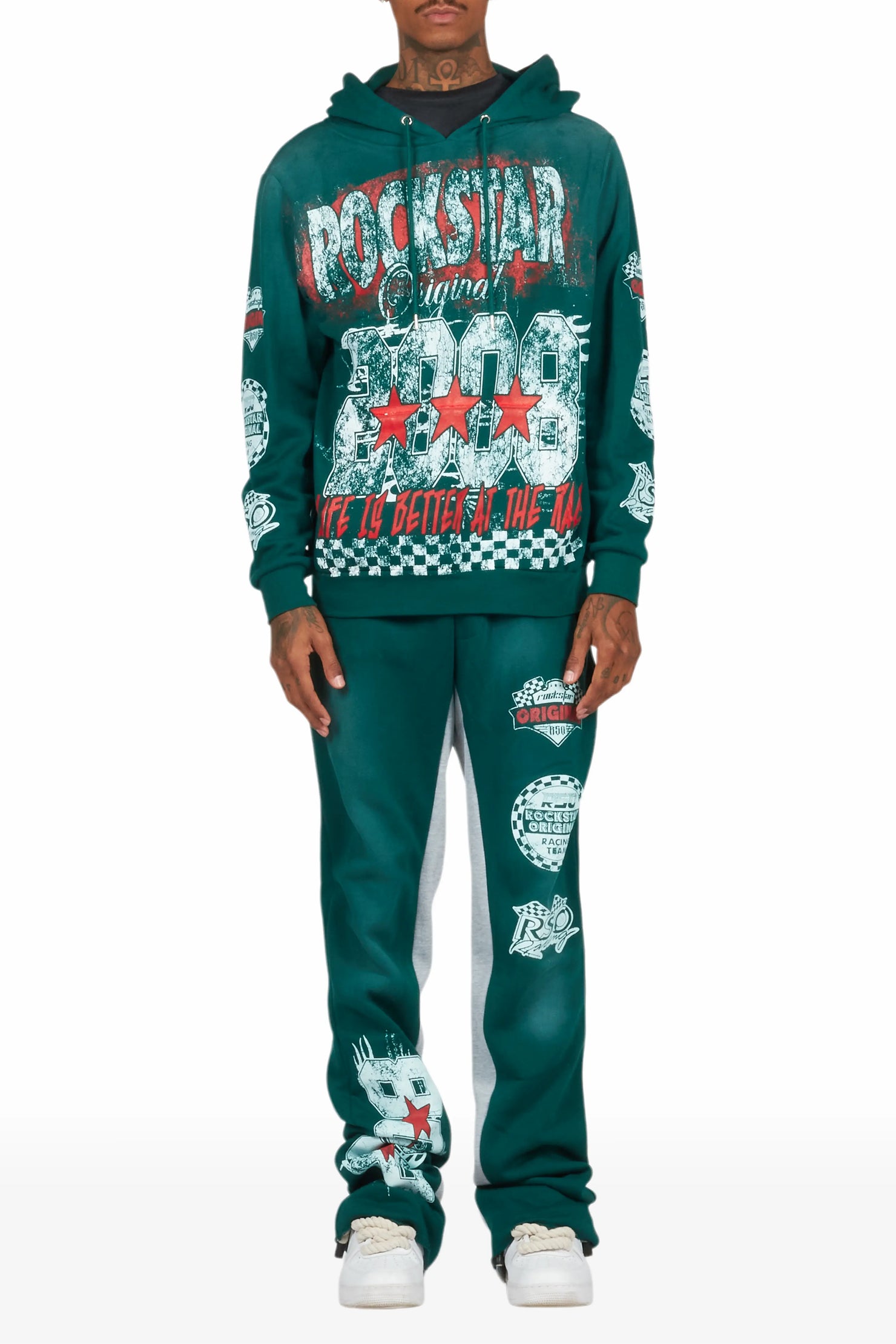 Racing Grung Dark Green Hoodie/Baggy Track Pant Set