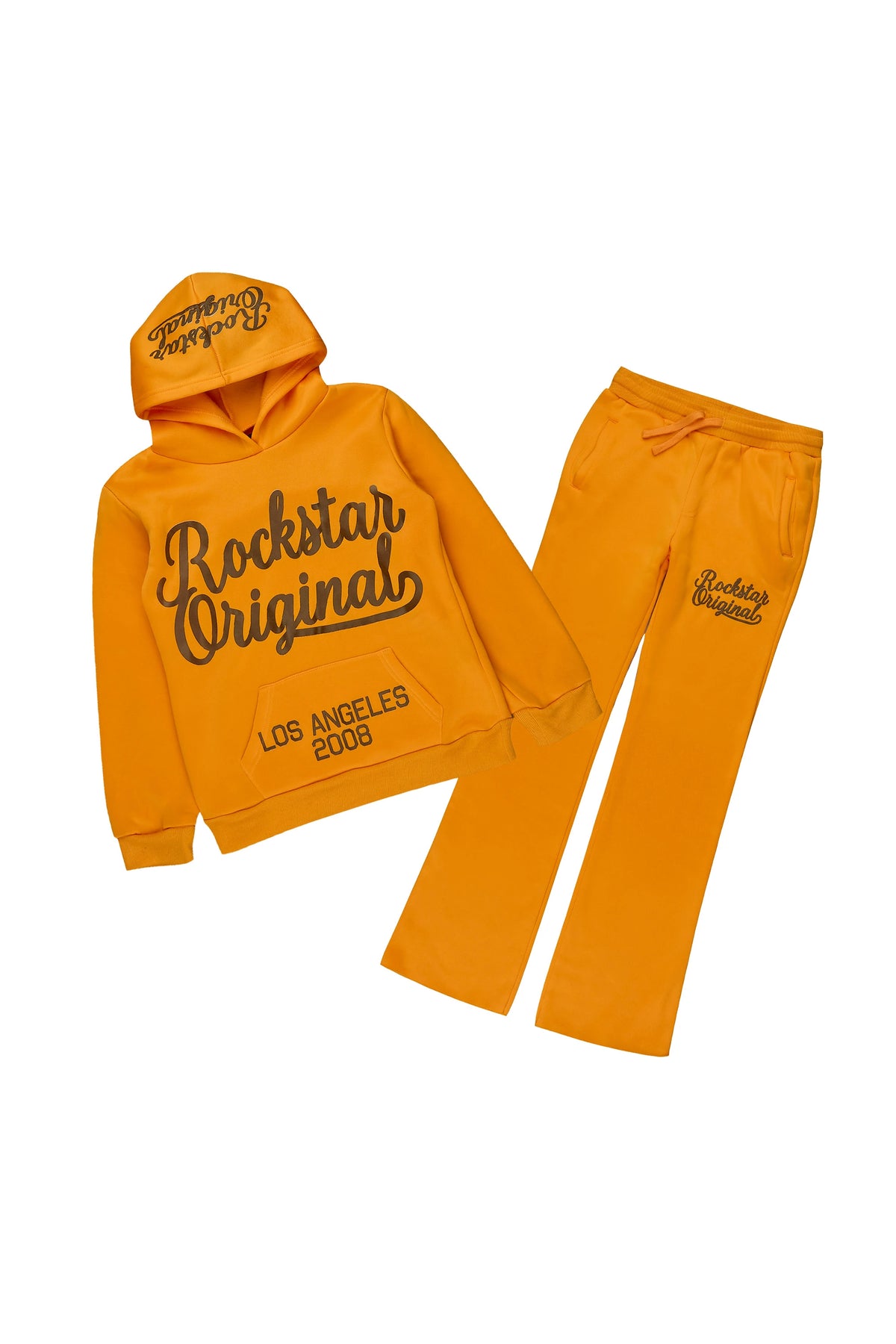 Boys Hinter Orange/Brown Hoodie Stacked Track Set