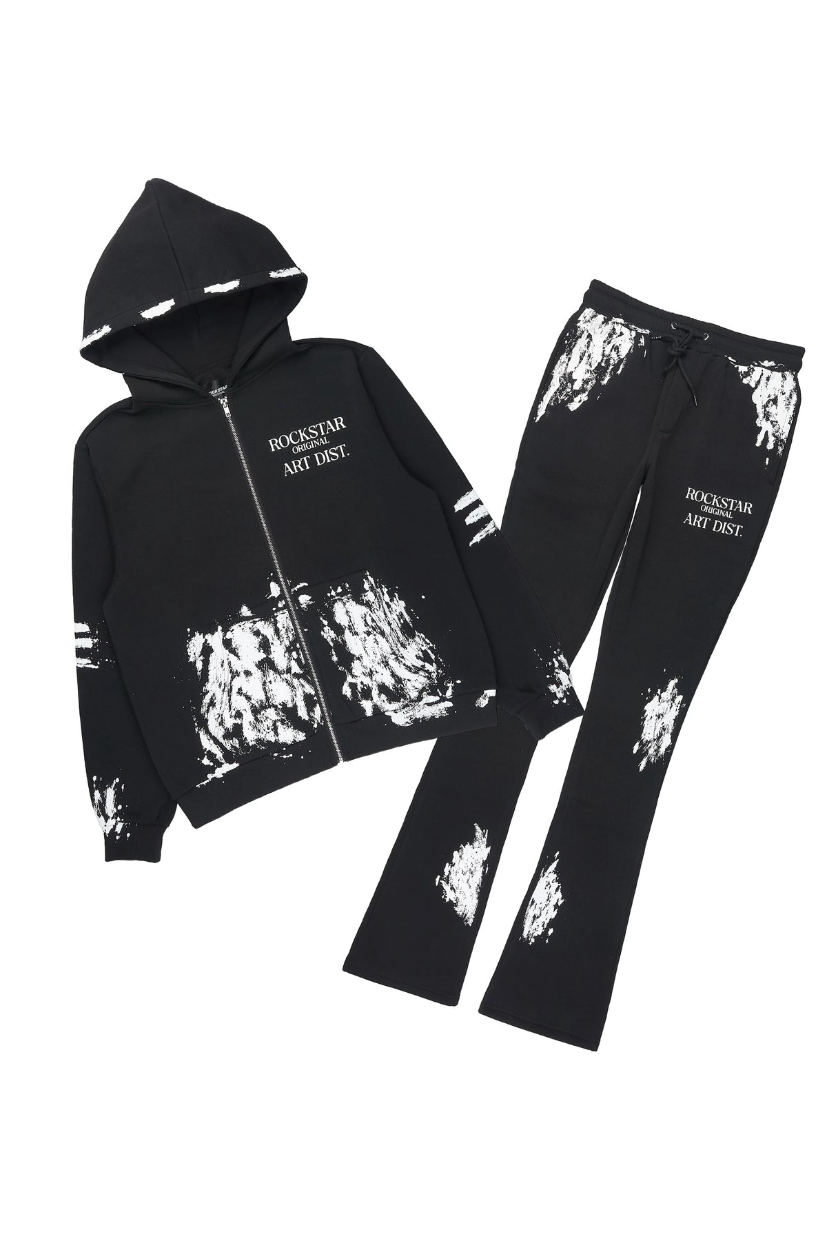 Filip Black Zip Up Hoodie/Stacked Track Set