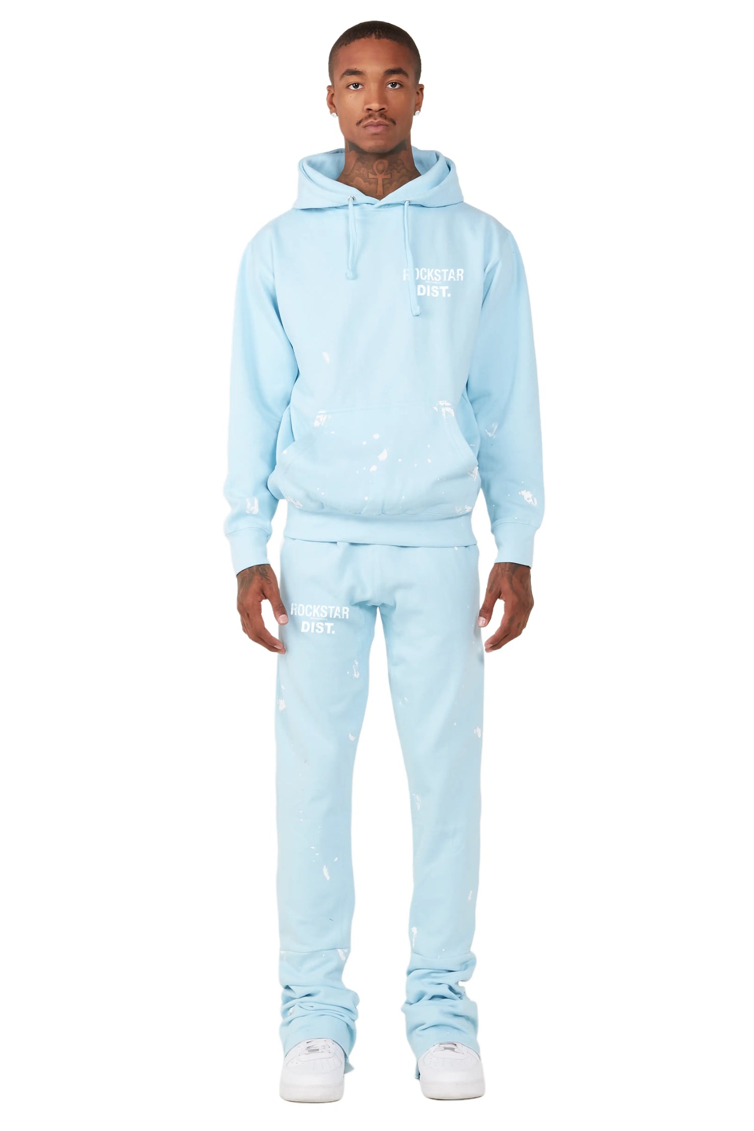 Raffer Baby Blue Hoodie/Super Stacked Flare Track Set