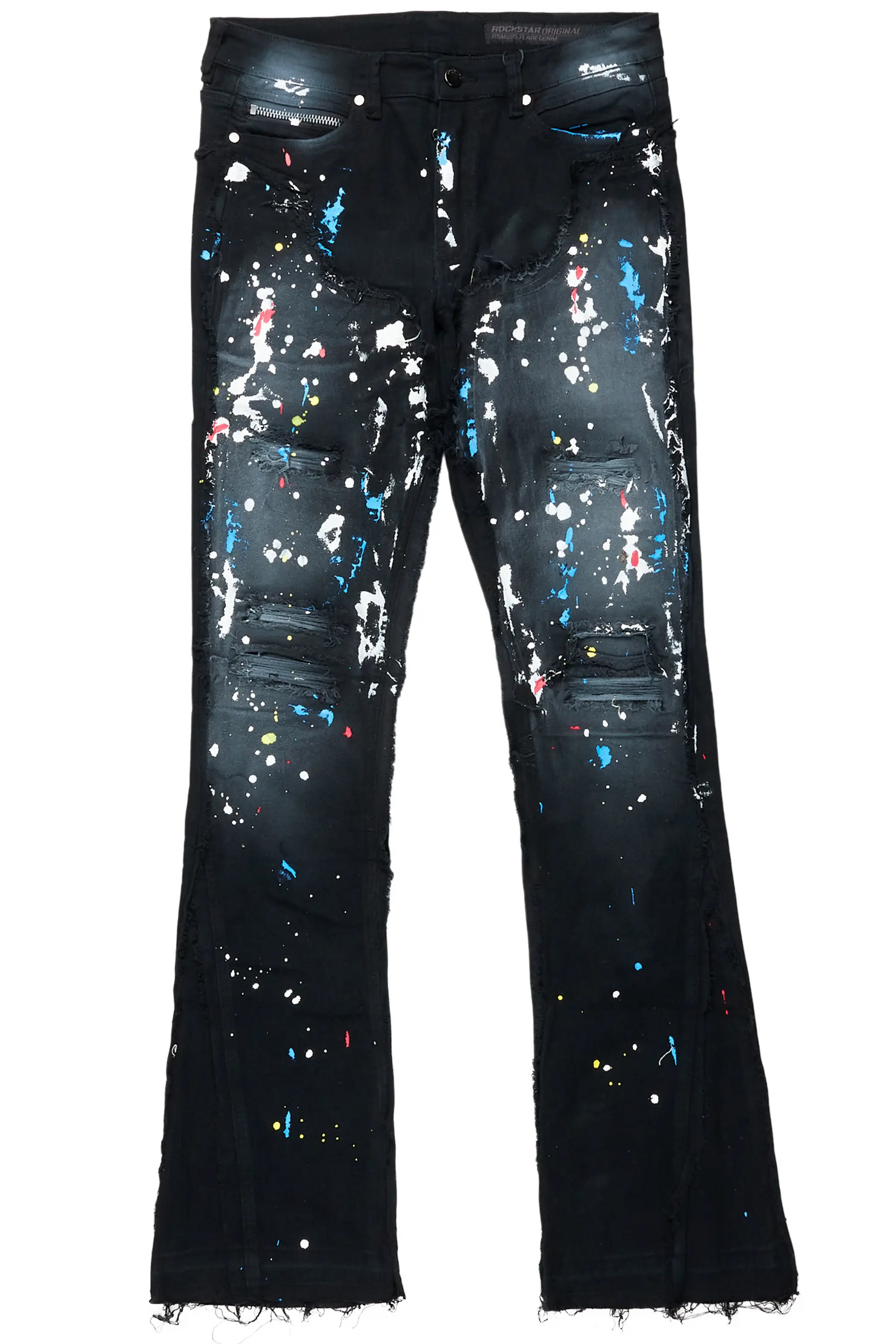 Salako Black Painter Stacked Flare Jean