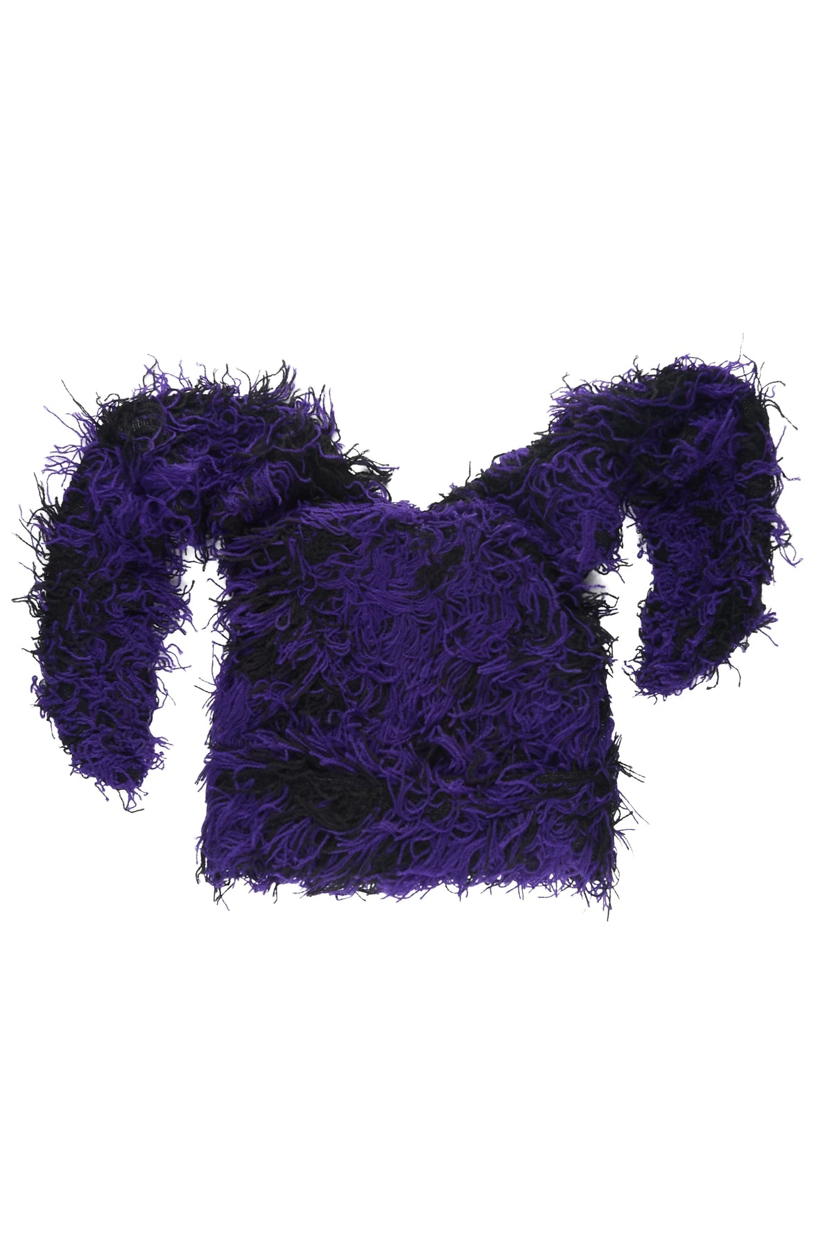 Joetta Black/Purple Fuzzy Long Ear Flap Beanie