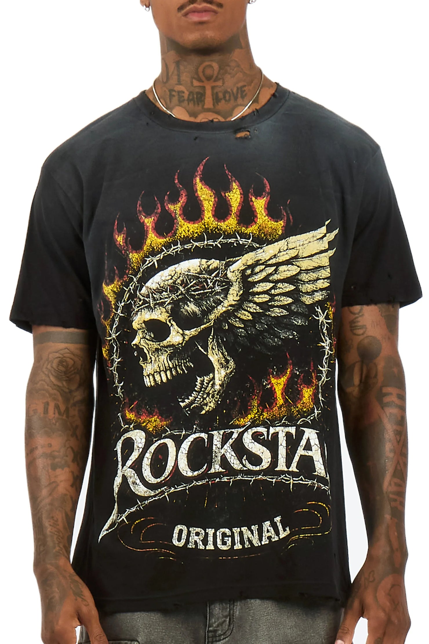 Destan Black Oversized Graphic T-Shirt