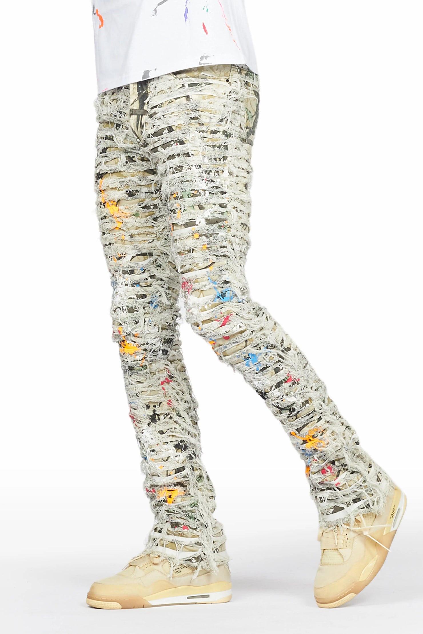 Parish Tree Camo Painter Stacked Flare Jean