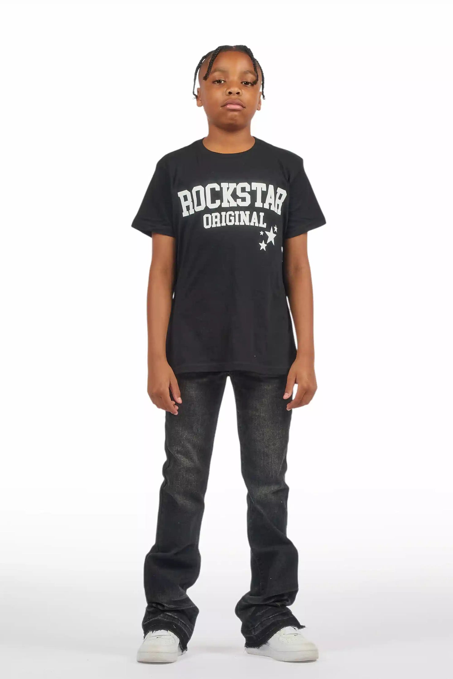 Boys Dag Black Wash Stacked Flare Jean