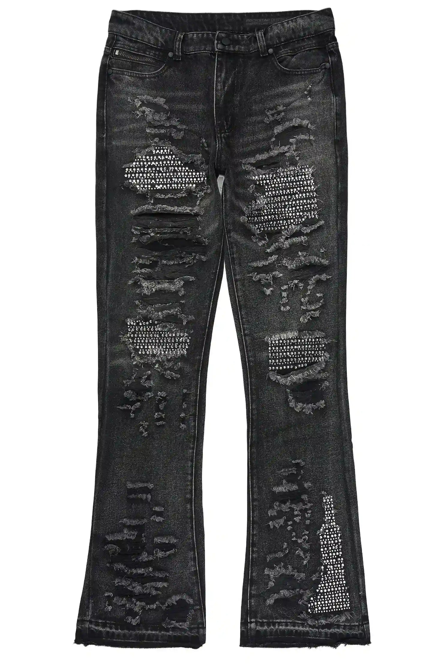 Mathey Dark Grey Rhinestone Stacked Fit Jean