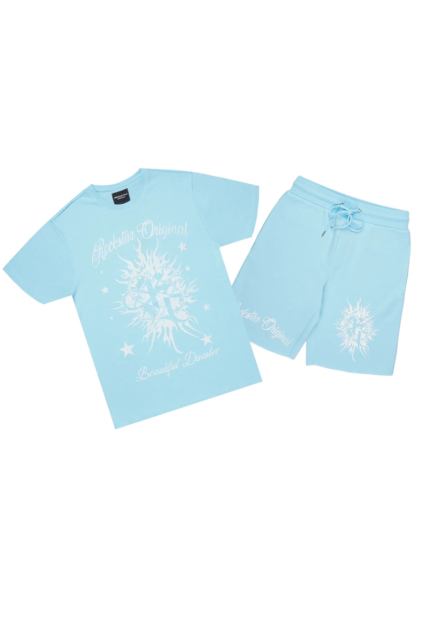 Spiral Baby Blue T-Shirt Short Set
