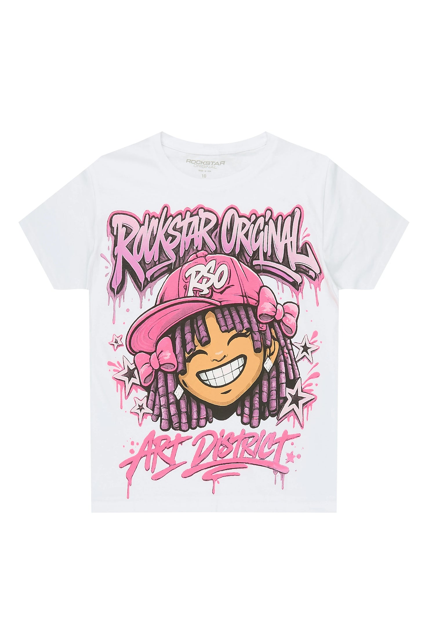 Girls Aze White Graphic T-Shirt