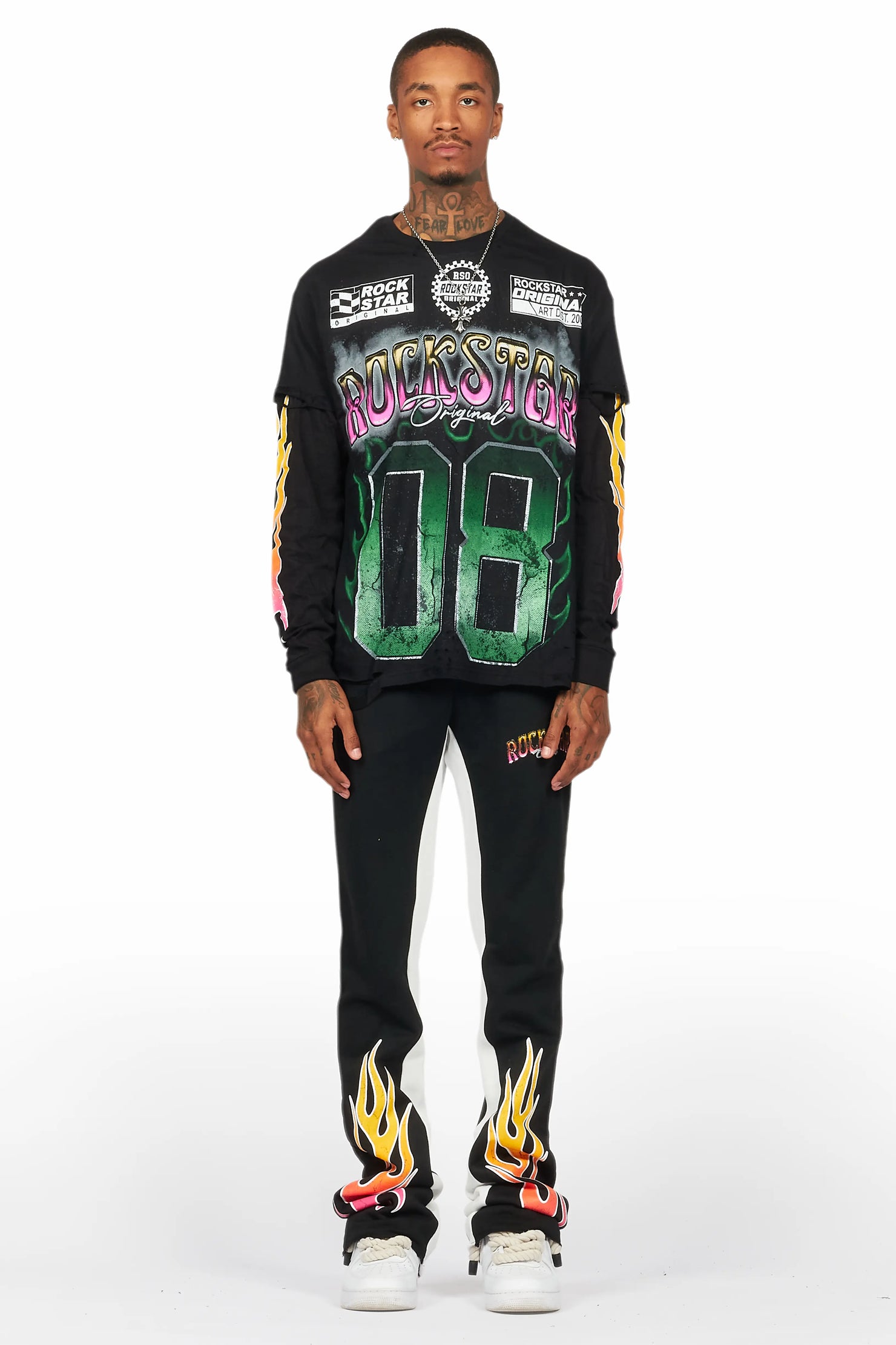 Quito Double Layer T-Shirt/Stacked Baggy Track Pant Set