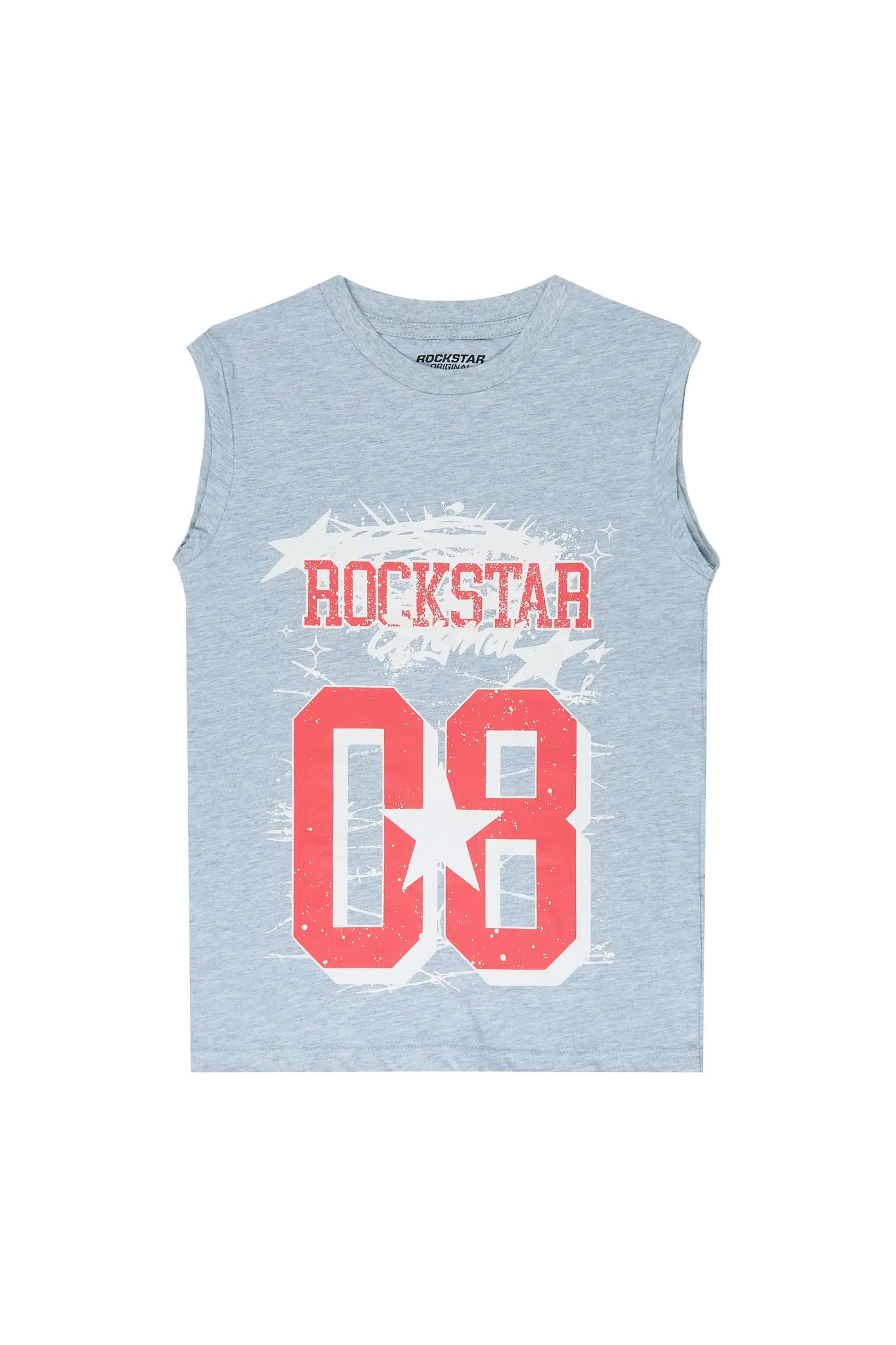 Boys Allstar Grey/Red Cut Off Graphic T-Shirt