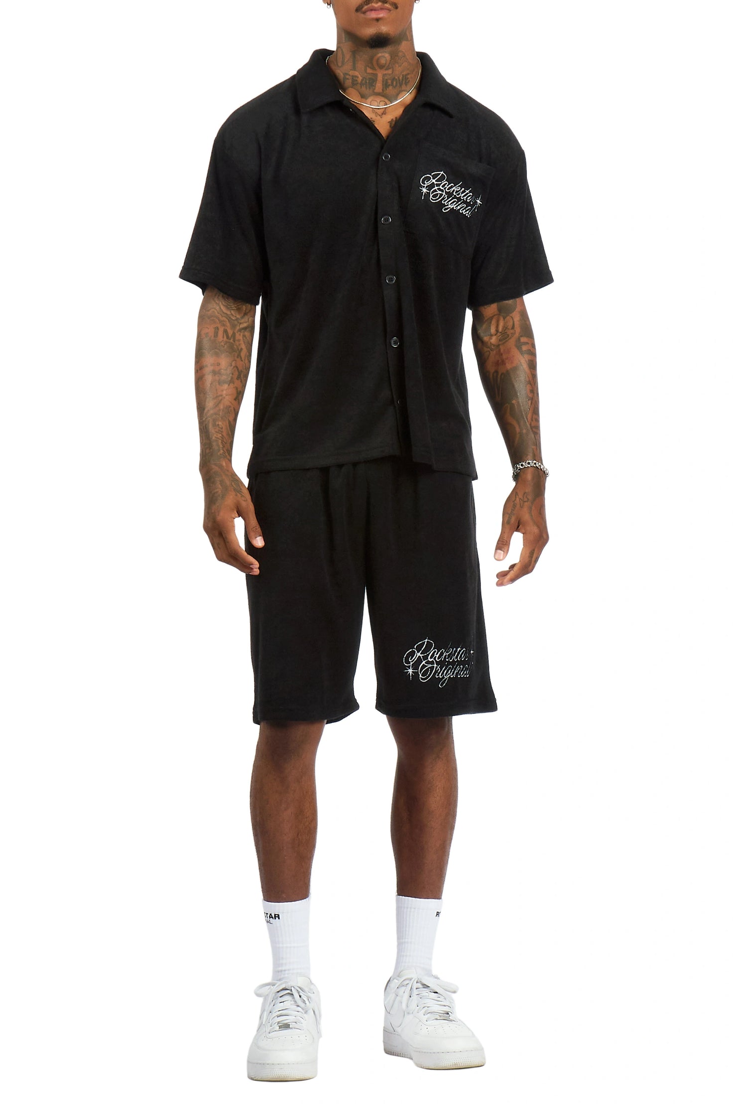Hirsh Black Button Down Shirt/Short Set