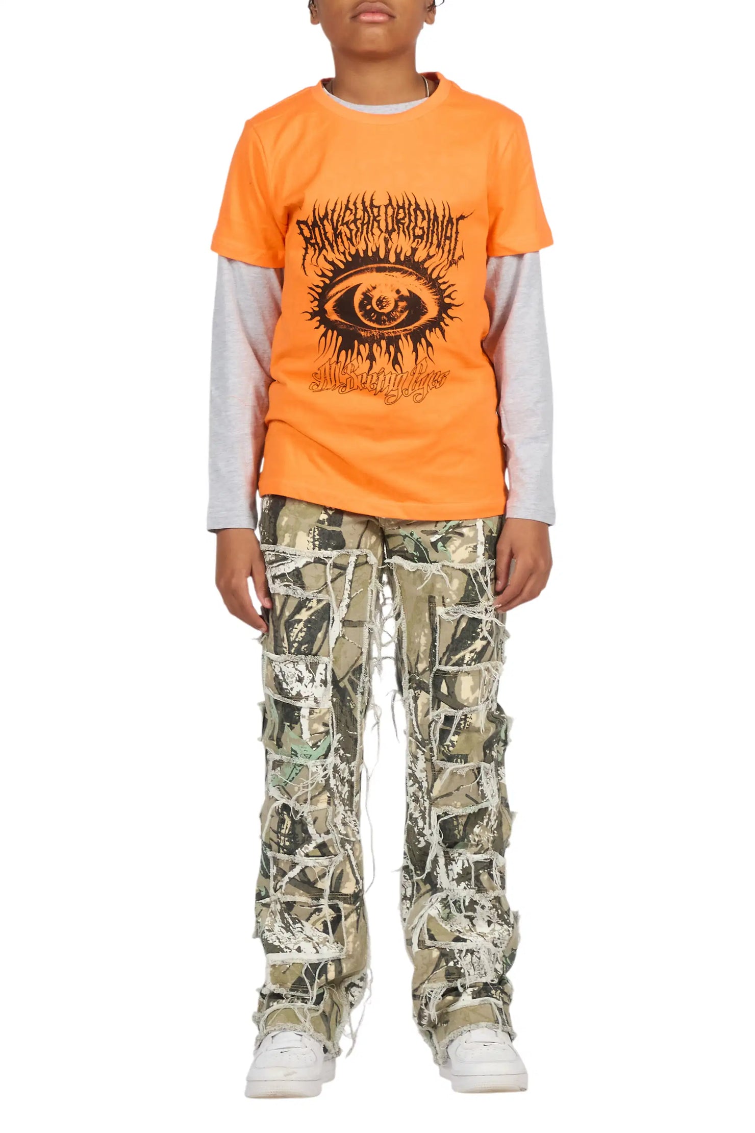 Boys Shake Tree Camo Stacked Flare Jean