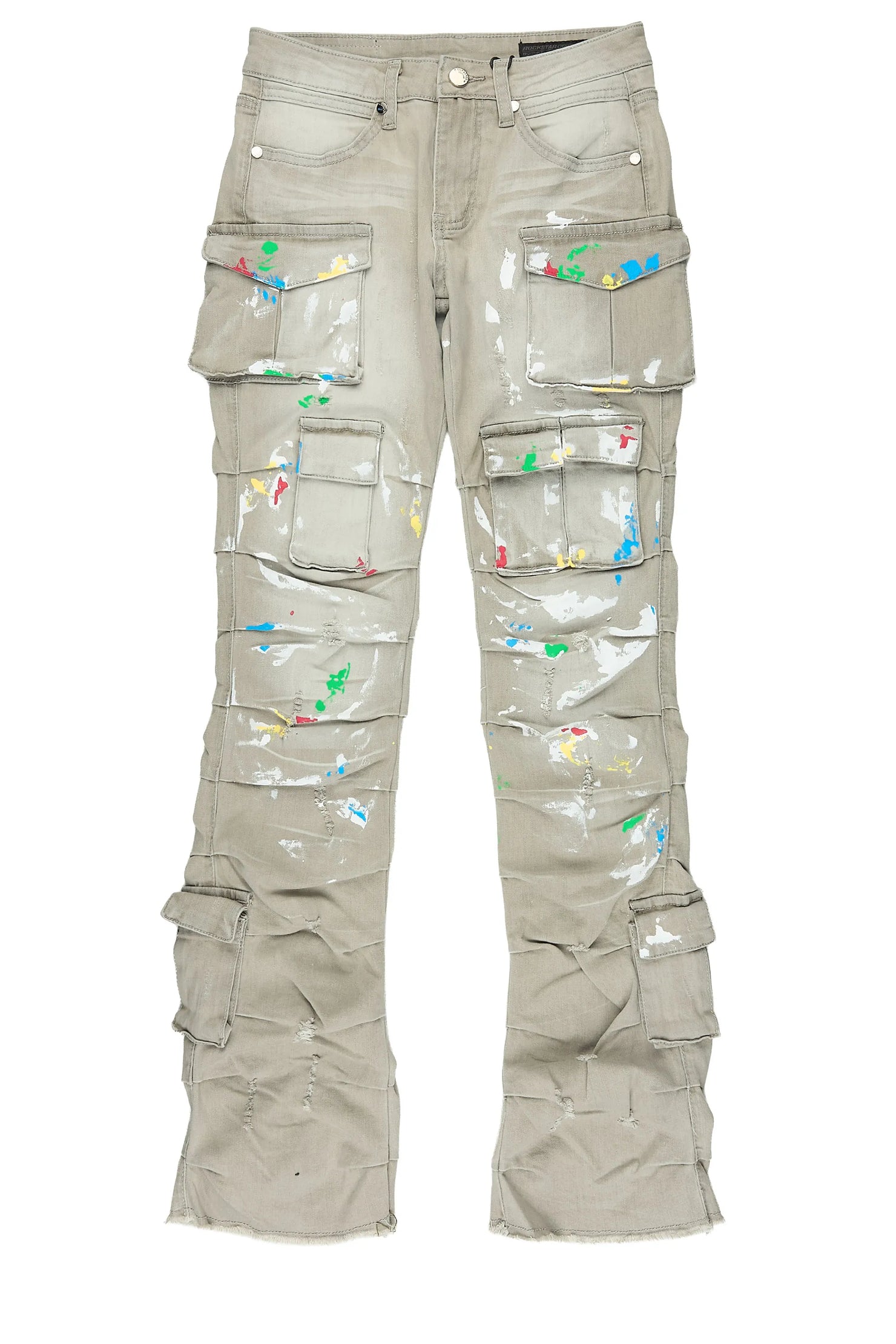 Boys Major Grey Stacked Painter Flare Jean