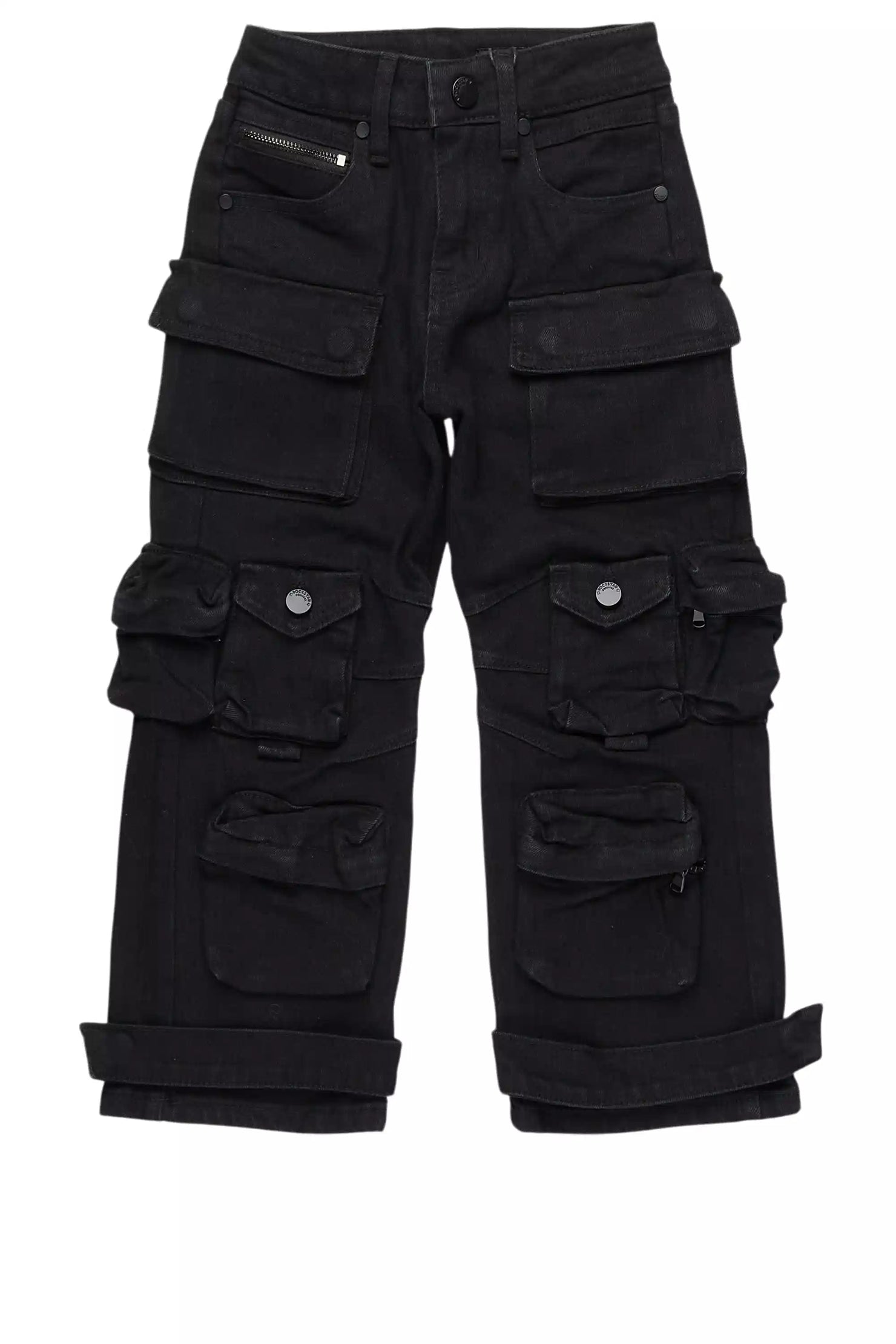 Boys Mahesh Black Baggy Cargo Jean