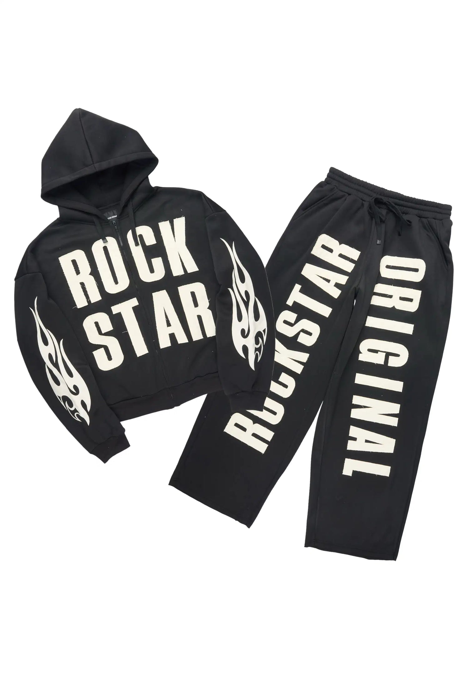 Ashira Black Baggy Fit Zip Up Track Set
