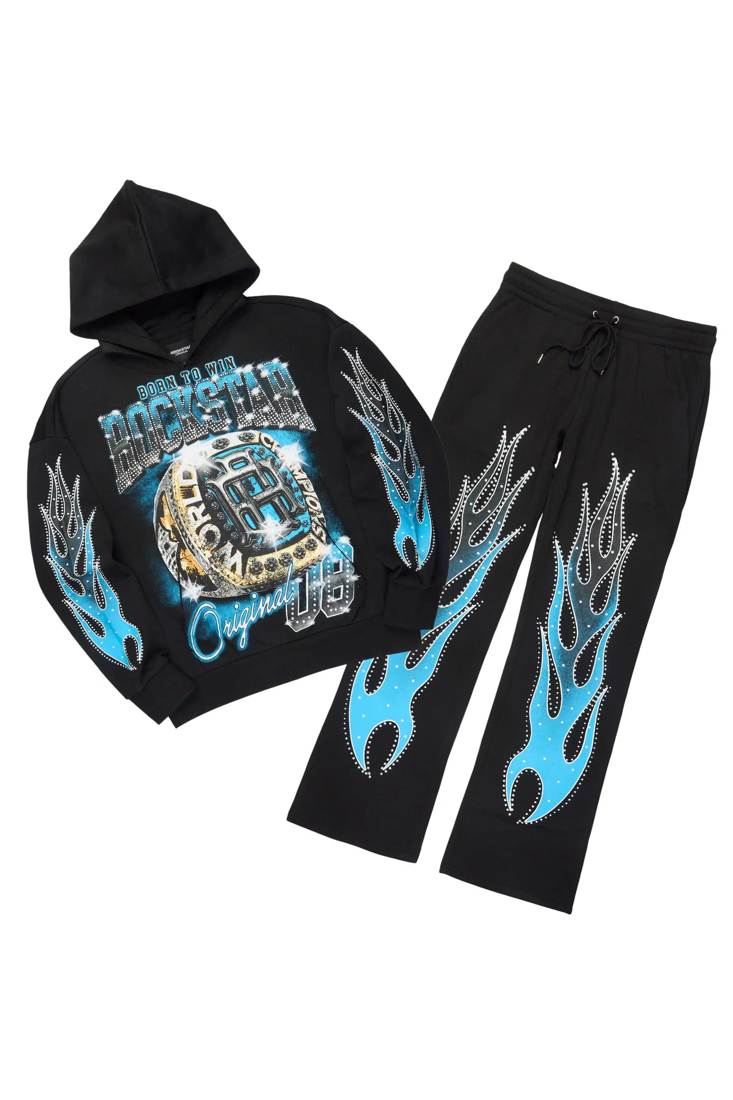 Glans Black Hoodie/Baggy Pant Track Set