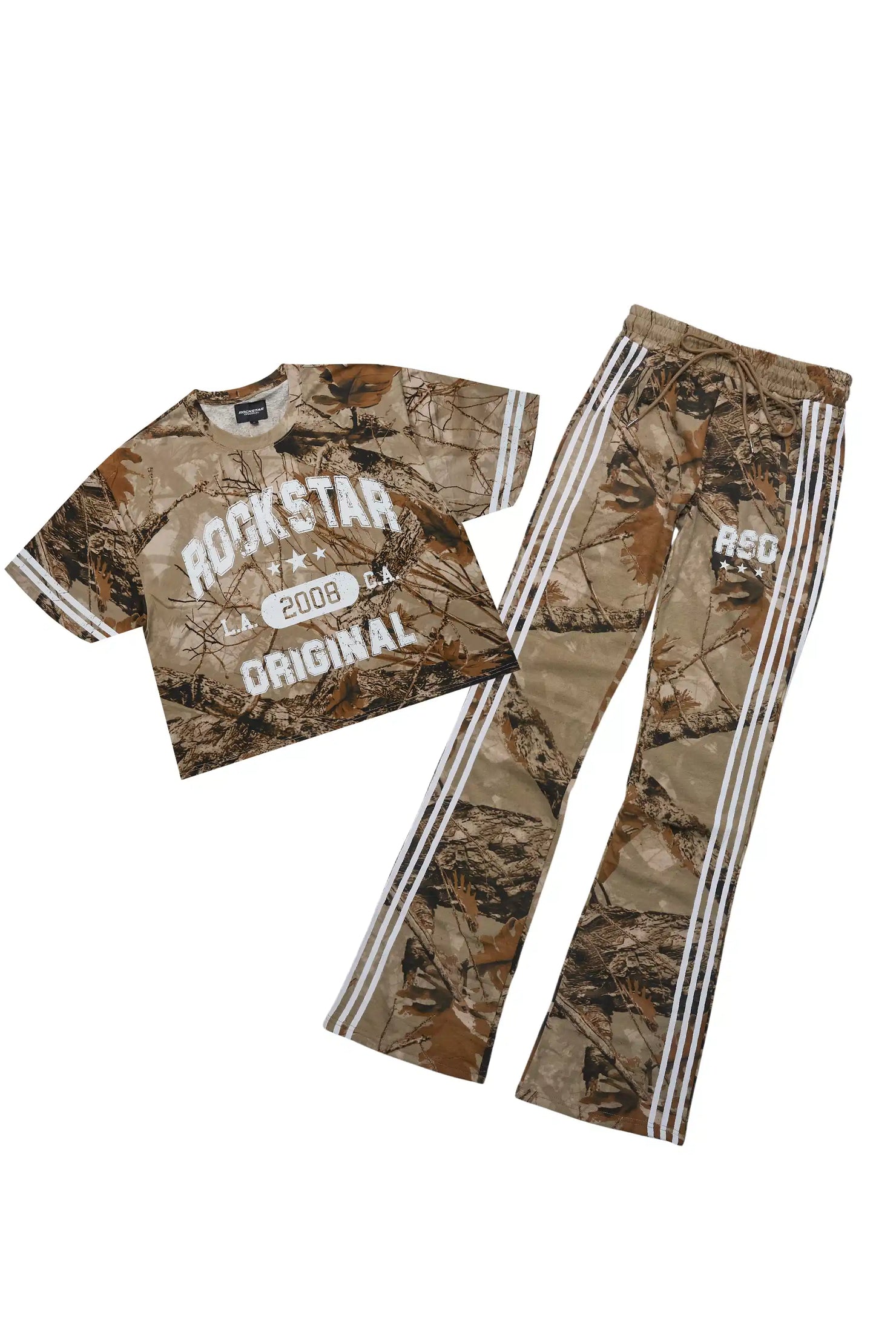 Tylla Camo T-Shirt/Baggy Stacked Track Set