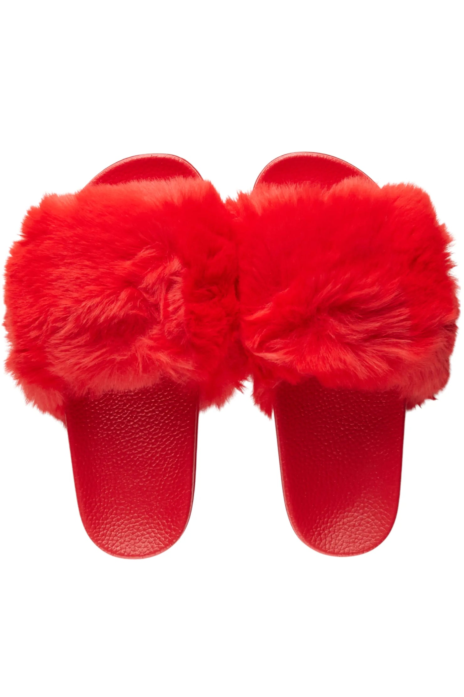Tatyana Red Fur Slides