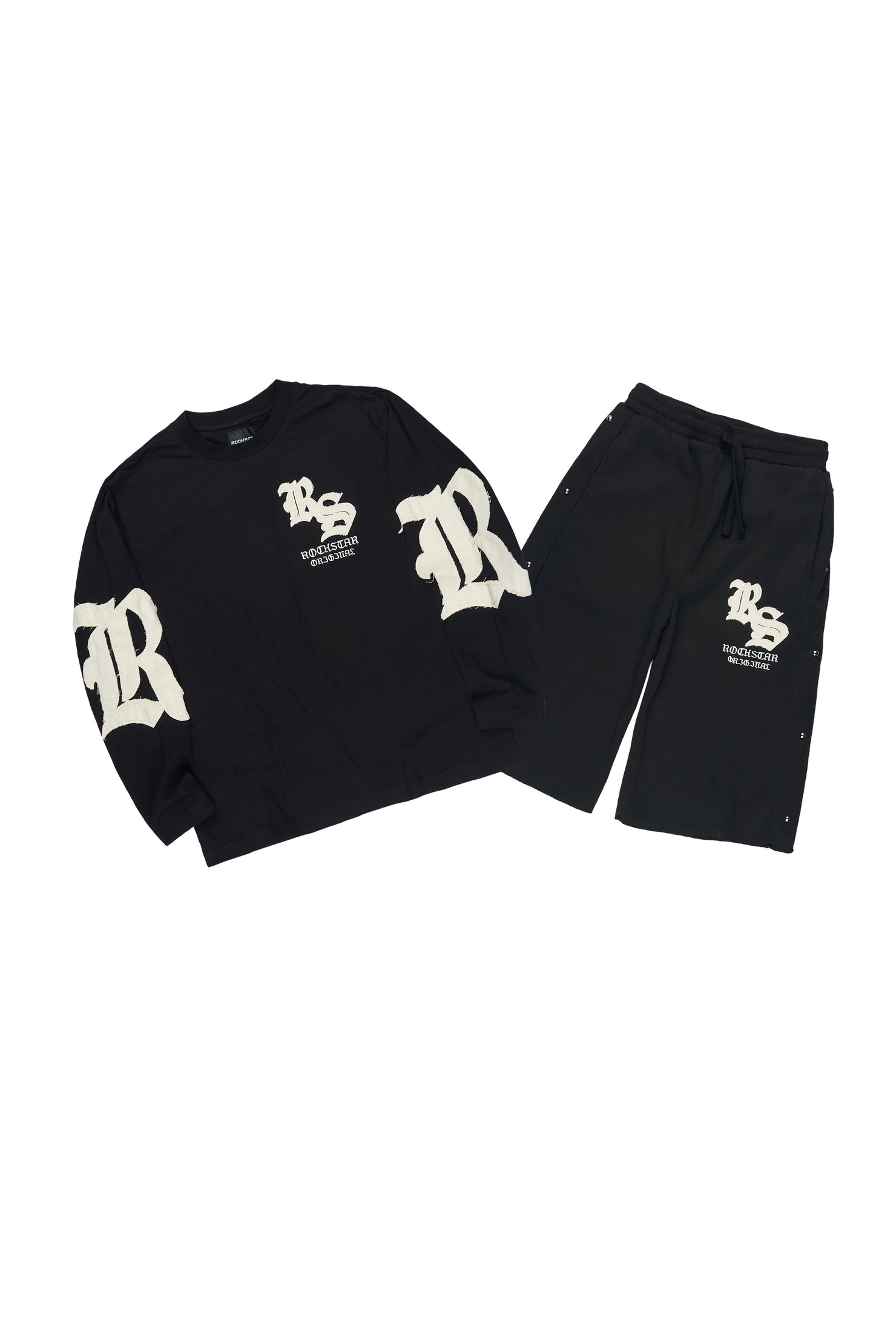 Boys Shire Black/Black L/S T-Shirt Jort Set