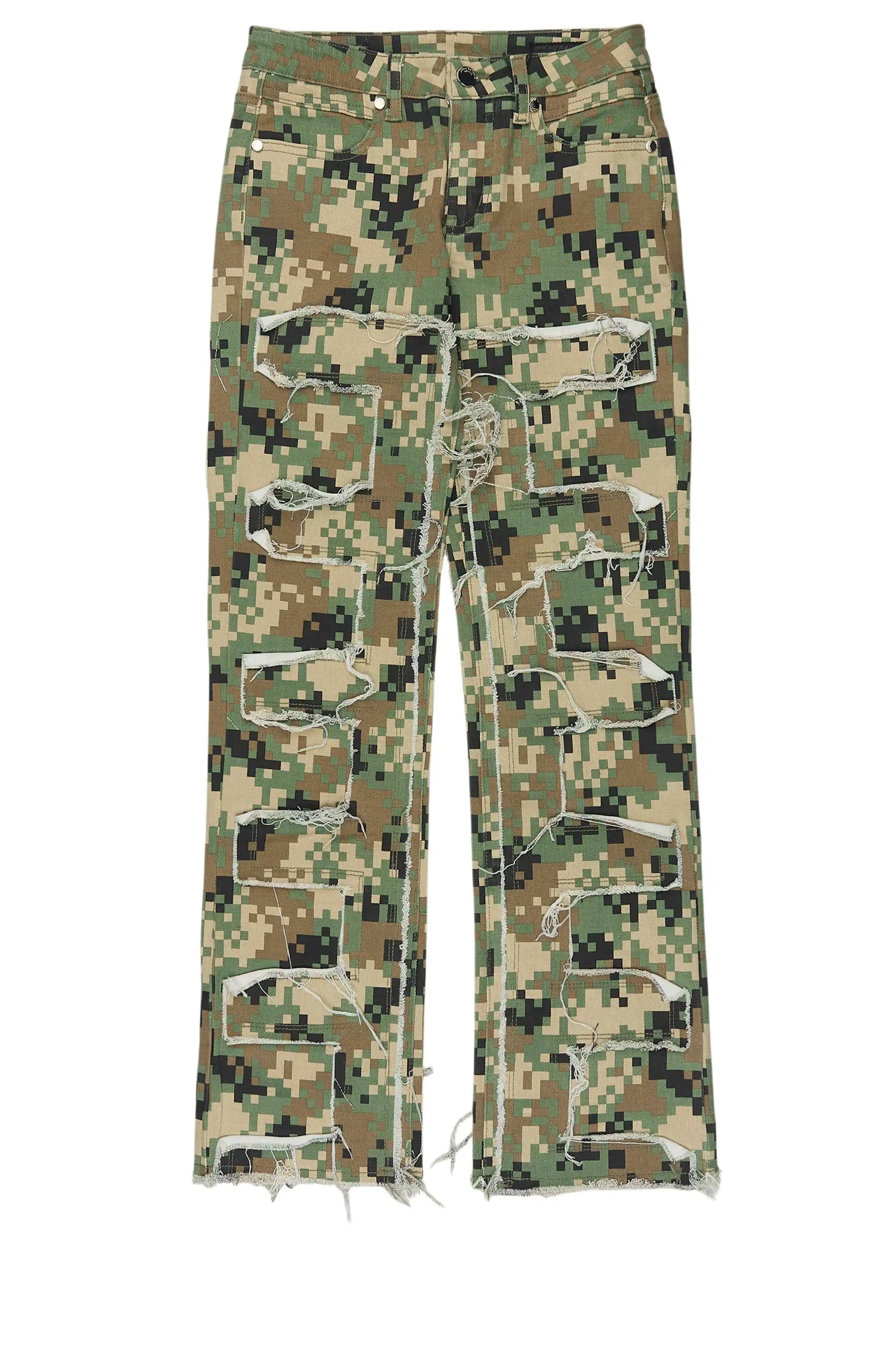 Boys Shake Digital Camo Stacked Flare Jean