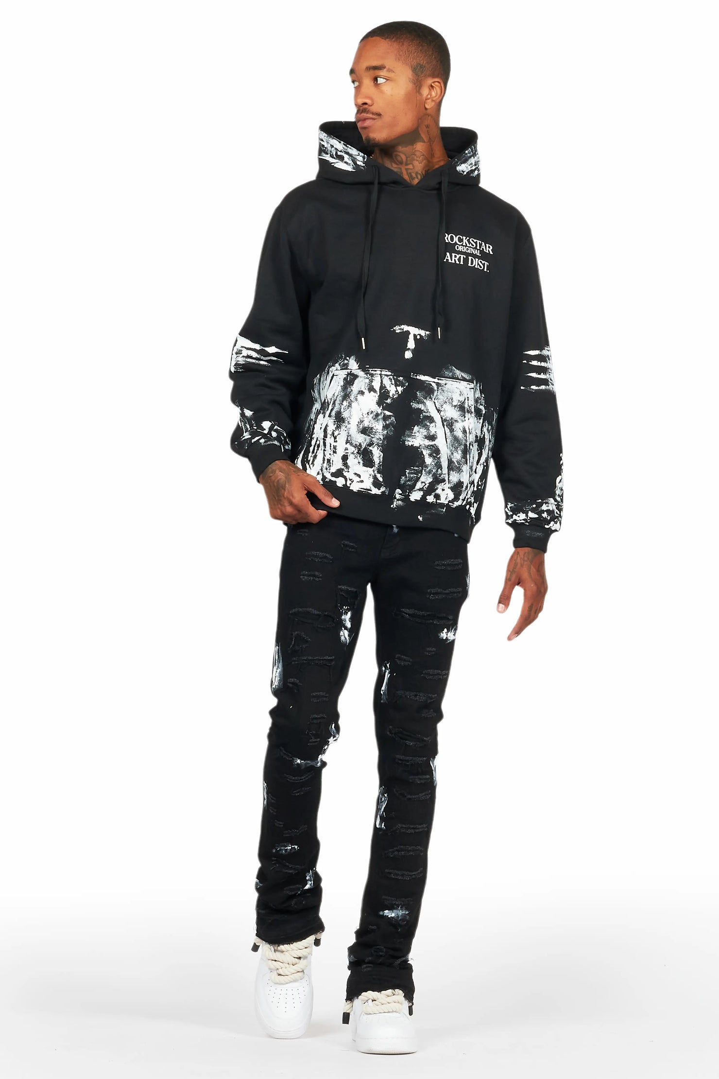 Filip Black Hoodie/Stacked Flare Jean Bundle