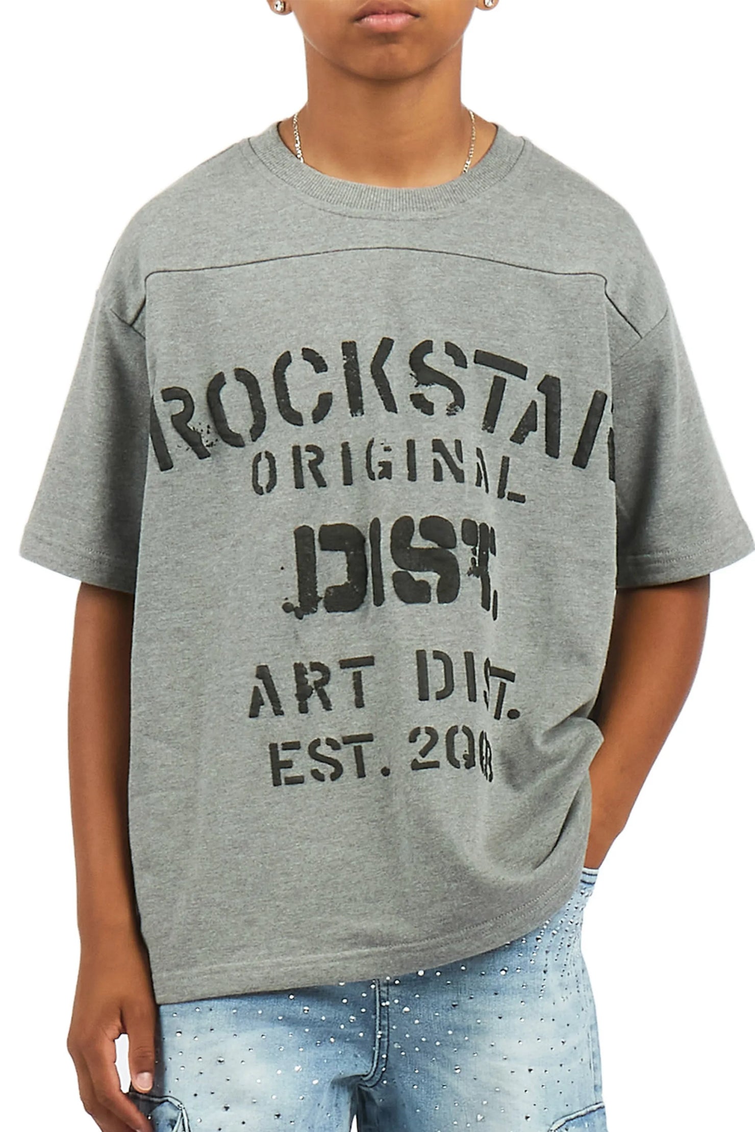 Boys Quin Heather Grey French Terry T-Shirt