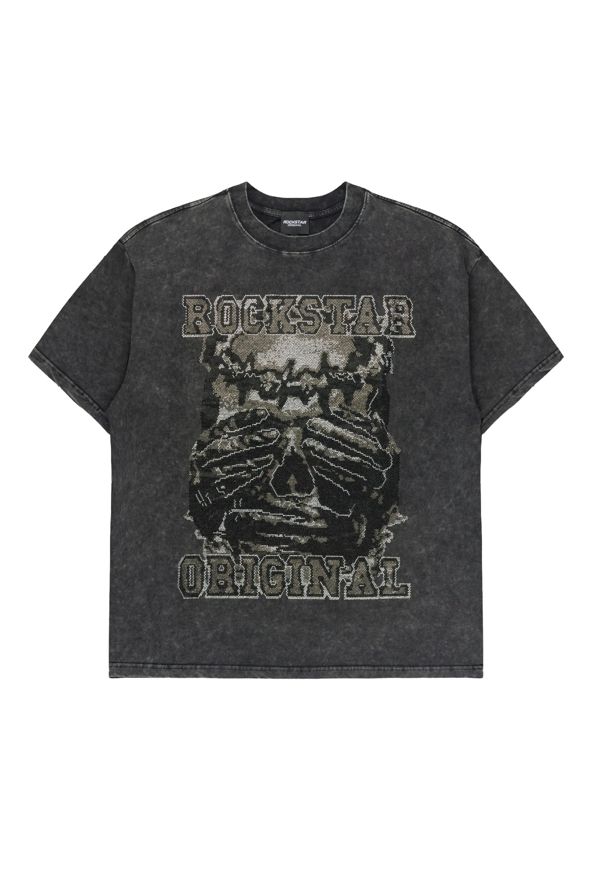 Move In Silence Black Rhinestone Oversized Graphic T-Shirt
