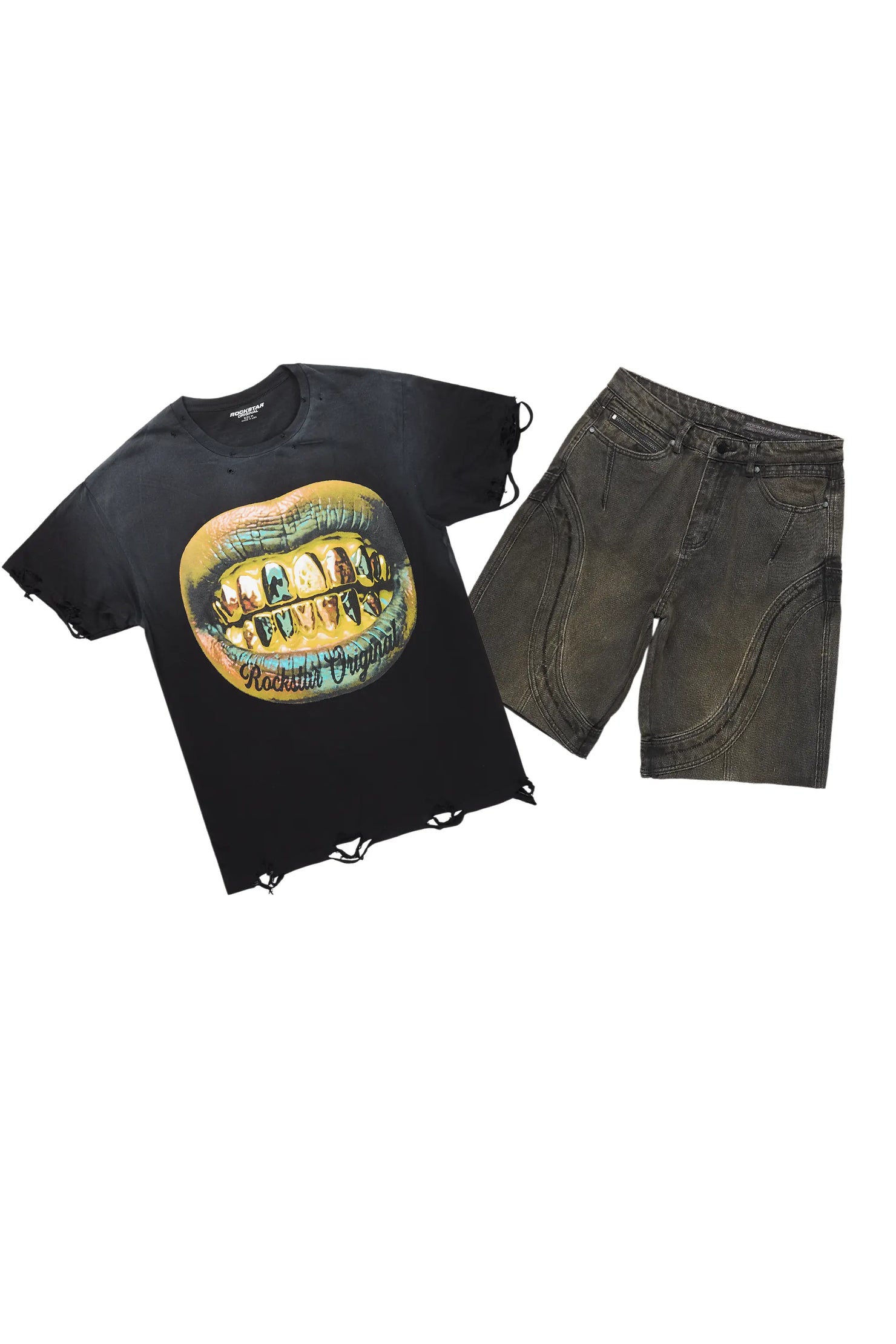 Gonen Black T-Shirt/Denim Short Set
