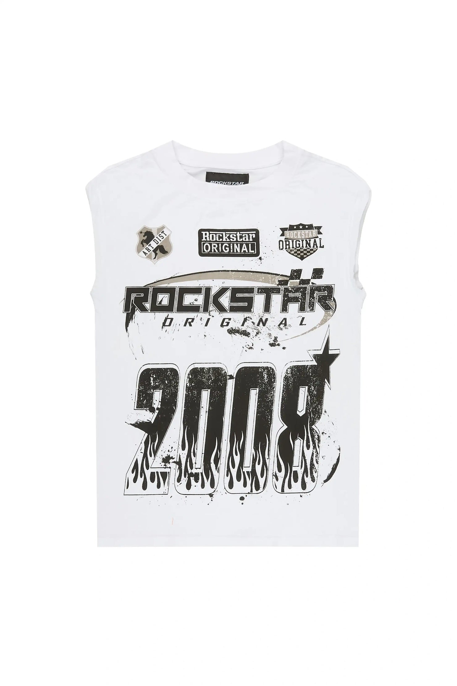 Boys Amos White Cut Off T-Shirt