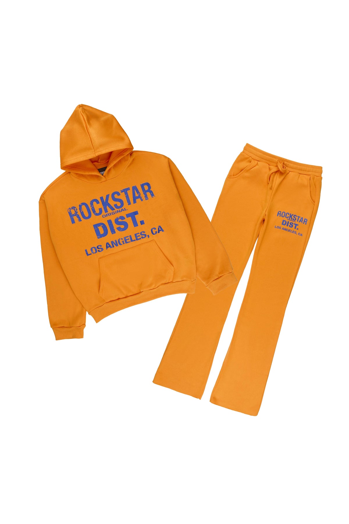 Girls Dalasia Orange/Blue Hoodie/Stacked Flare Track Set
