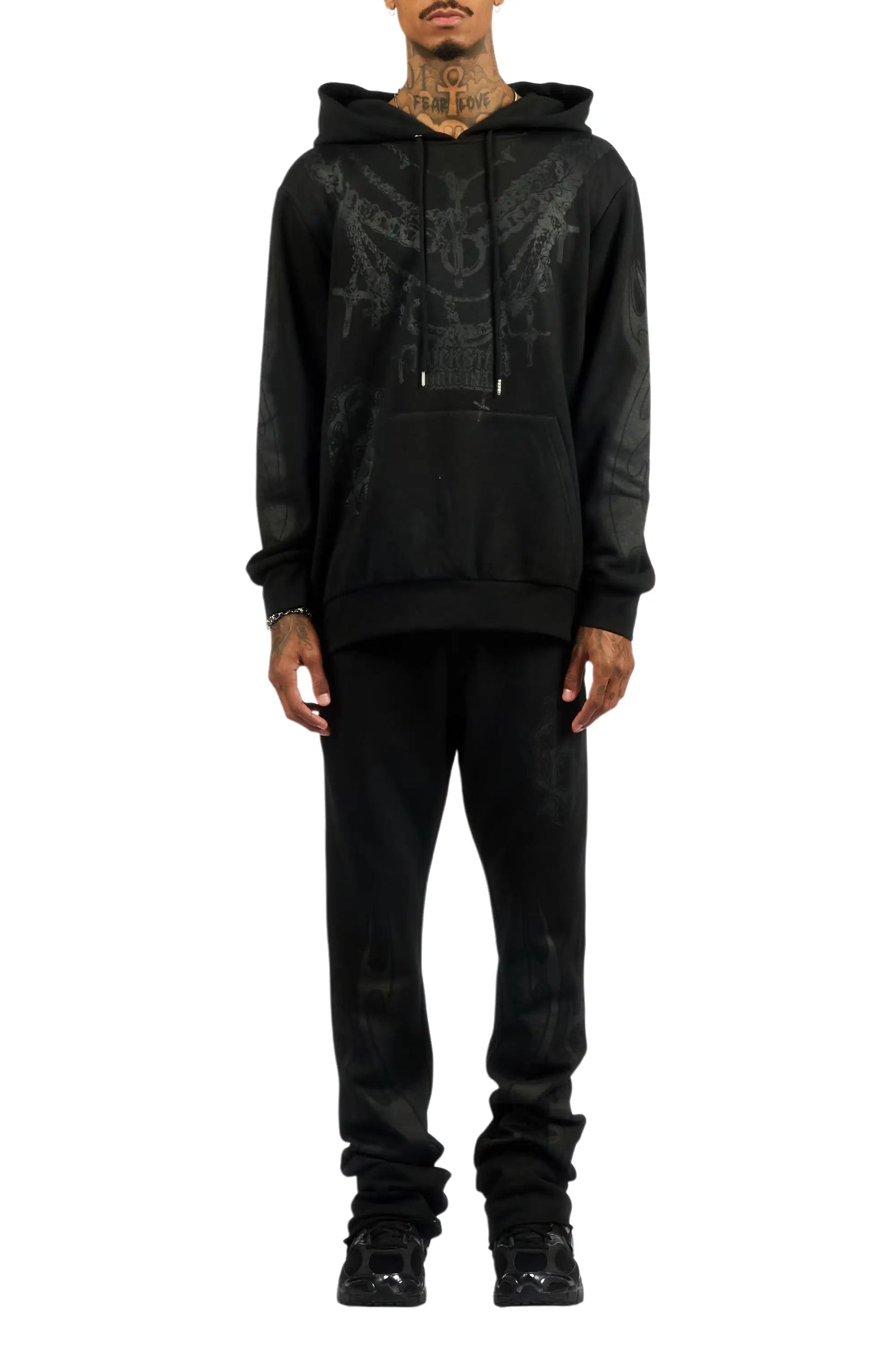 Nyro Black/Black Hoodie/Stacked Pant Track Set