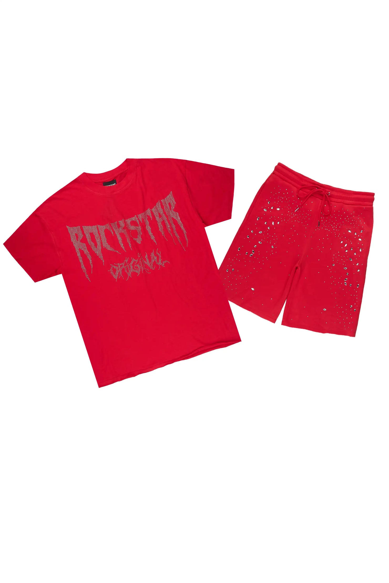 Twinkle Red Rhinestone T-Shirt/Short Set