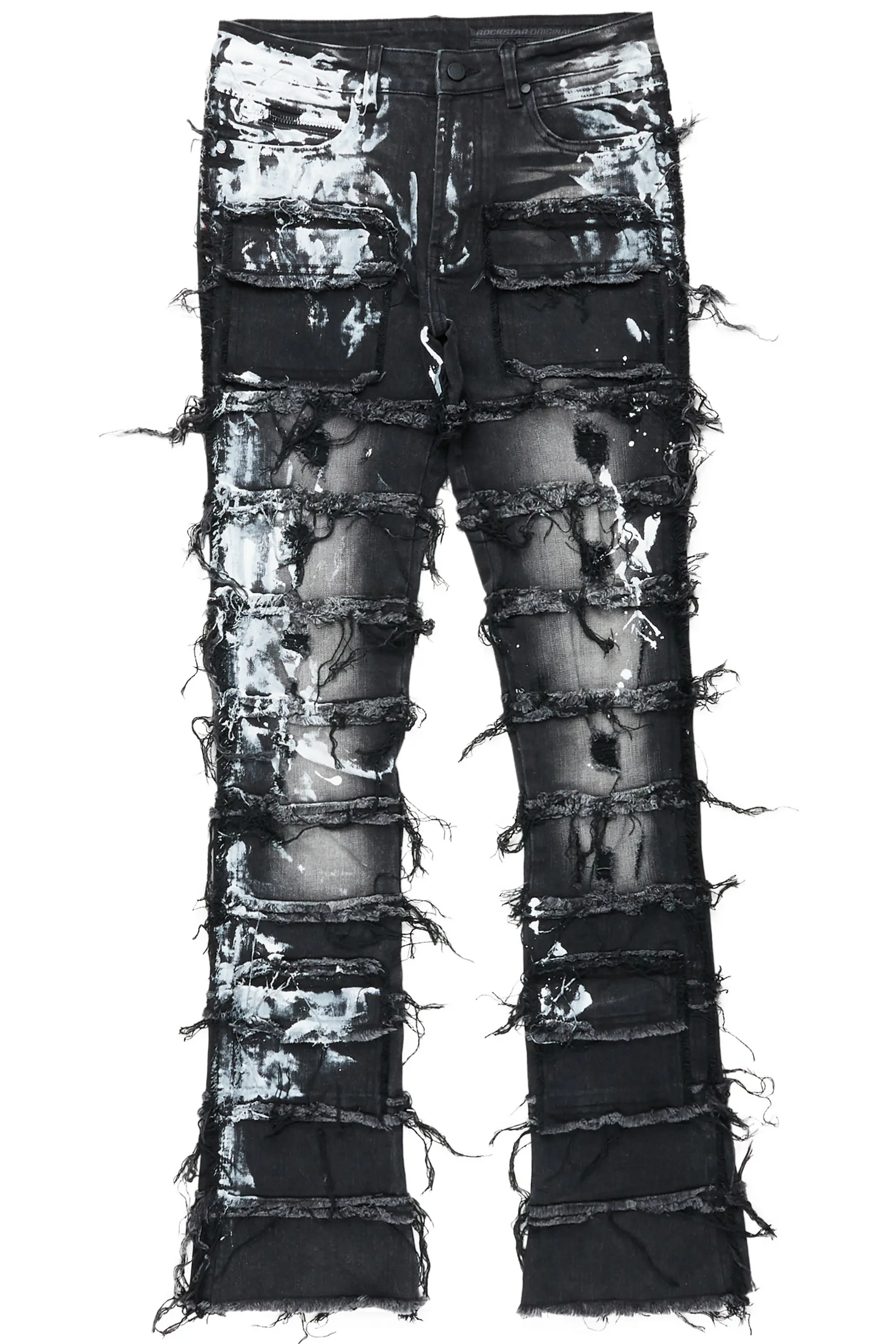 Wasi Black Painter Stacked Flare Jean