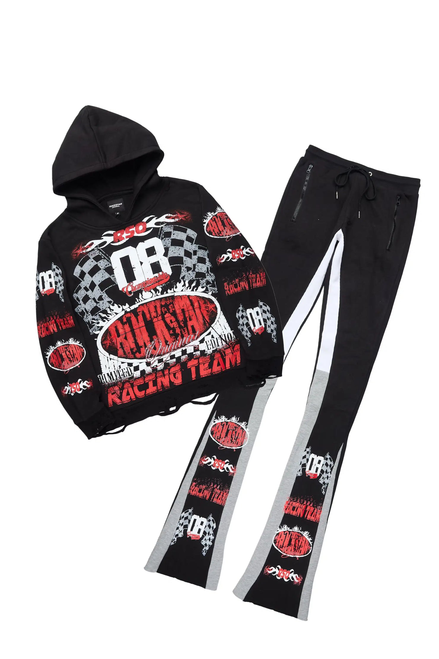 Oryen Black/Red Hoodie/Super Stacked Track Set