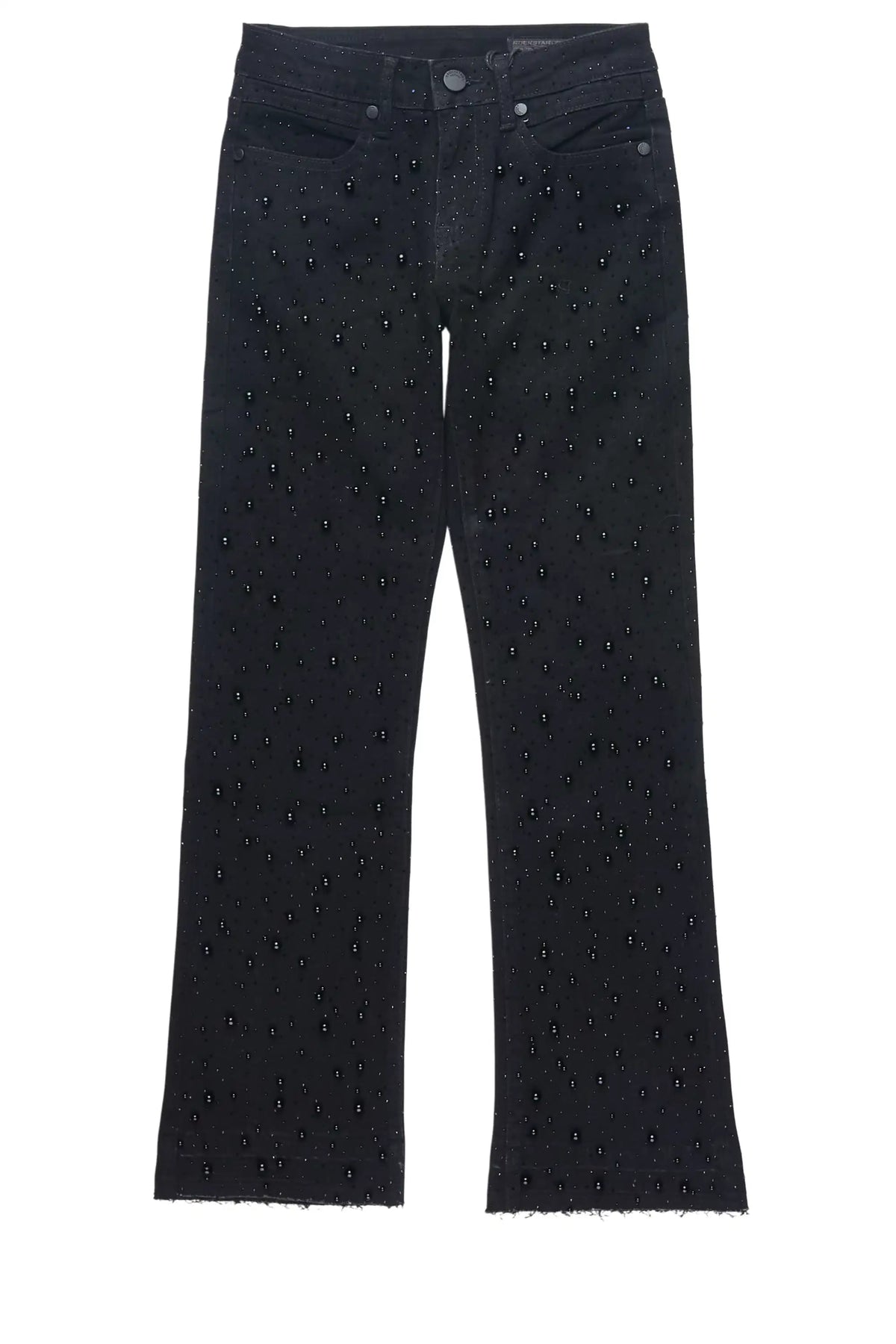 Boys Demir Black Rhinestone Stacked Flare Jean