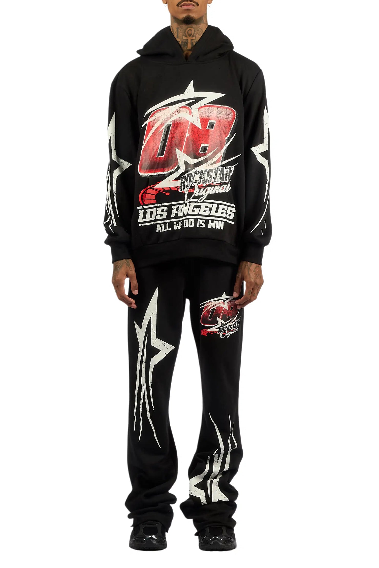 Kastell Black Hoodie/Stacked Pant Track Set