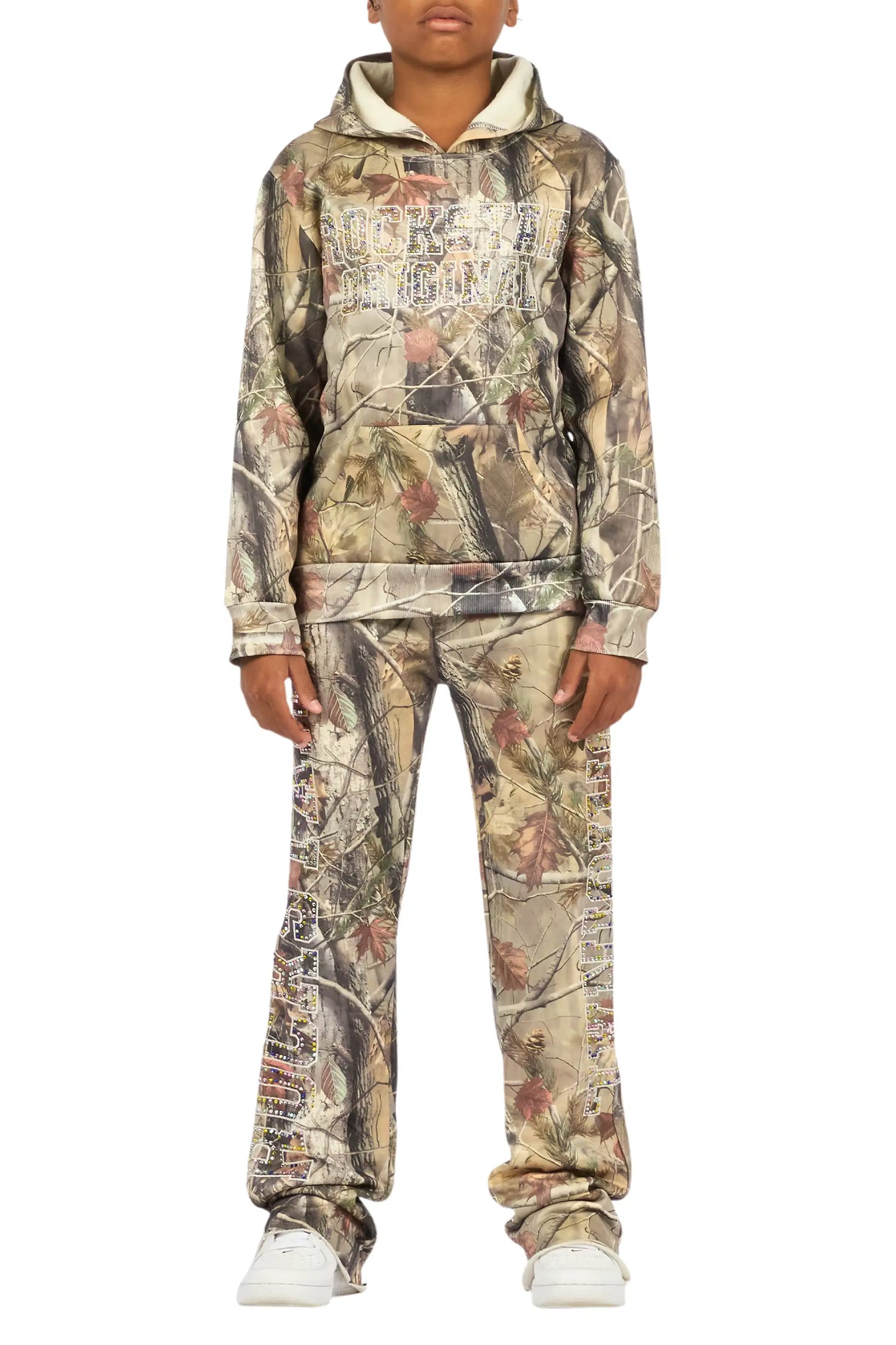 Boys Quianno Tree Camo Rhinestone Stacked Track Set