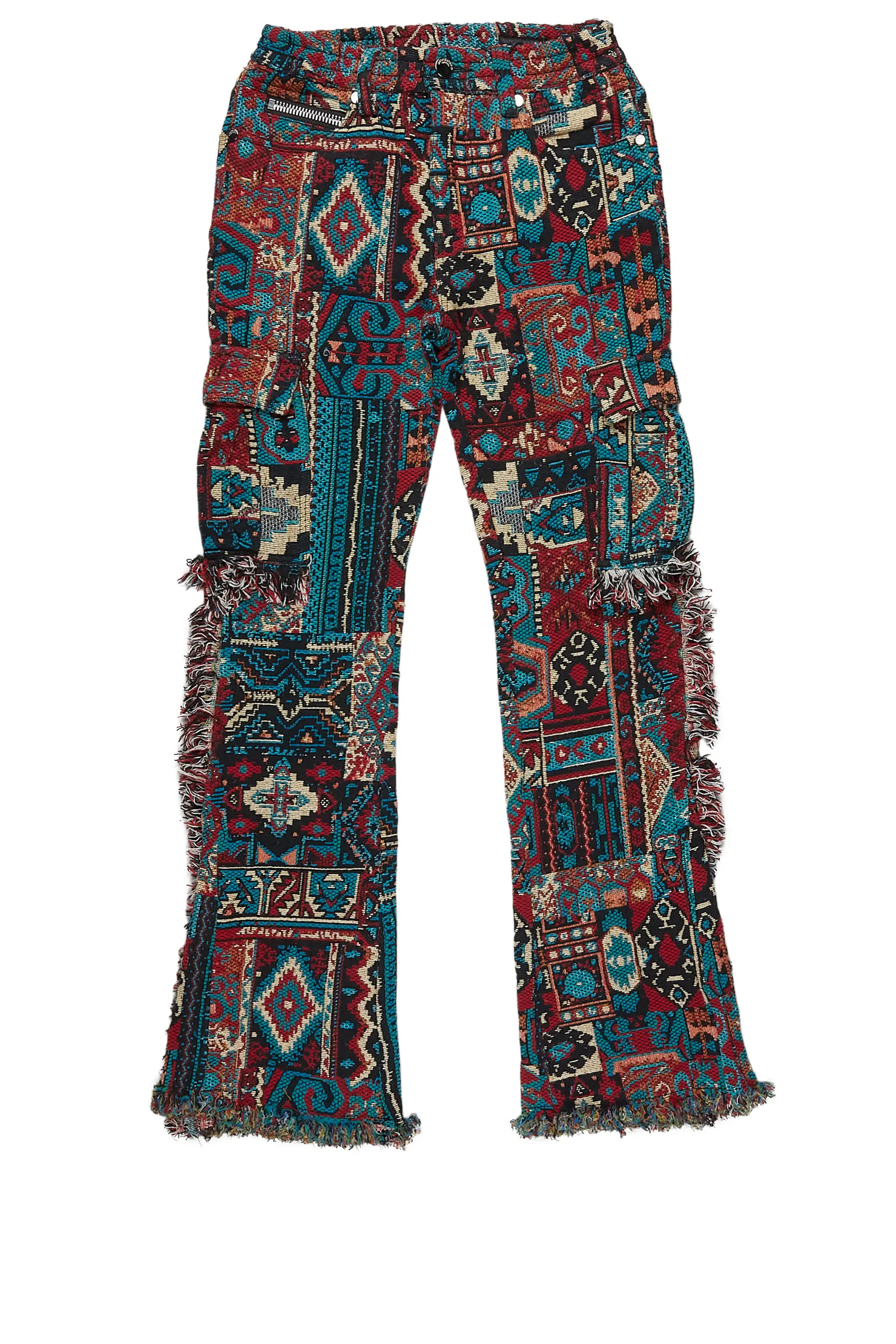 Boys Ayami Red Slim Tapestry Flare Pants