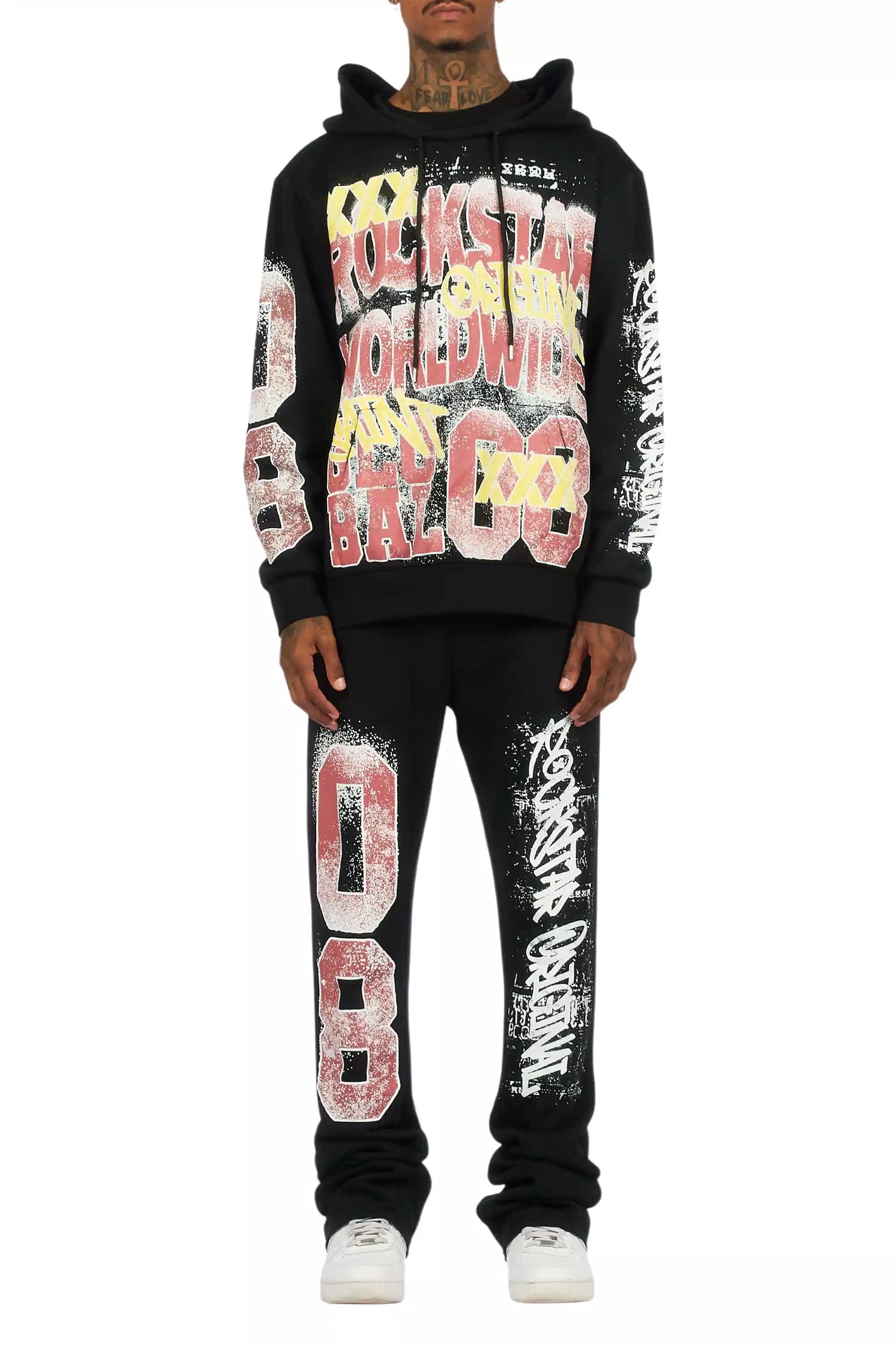 Parco Black Hoodie Stacked Track Set